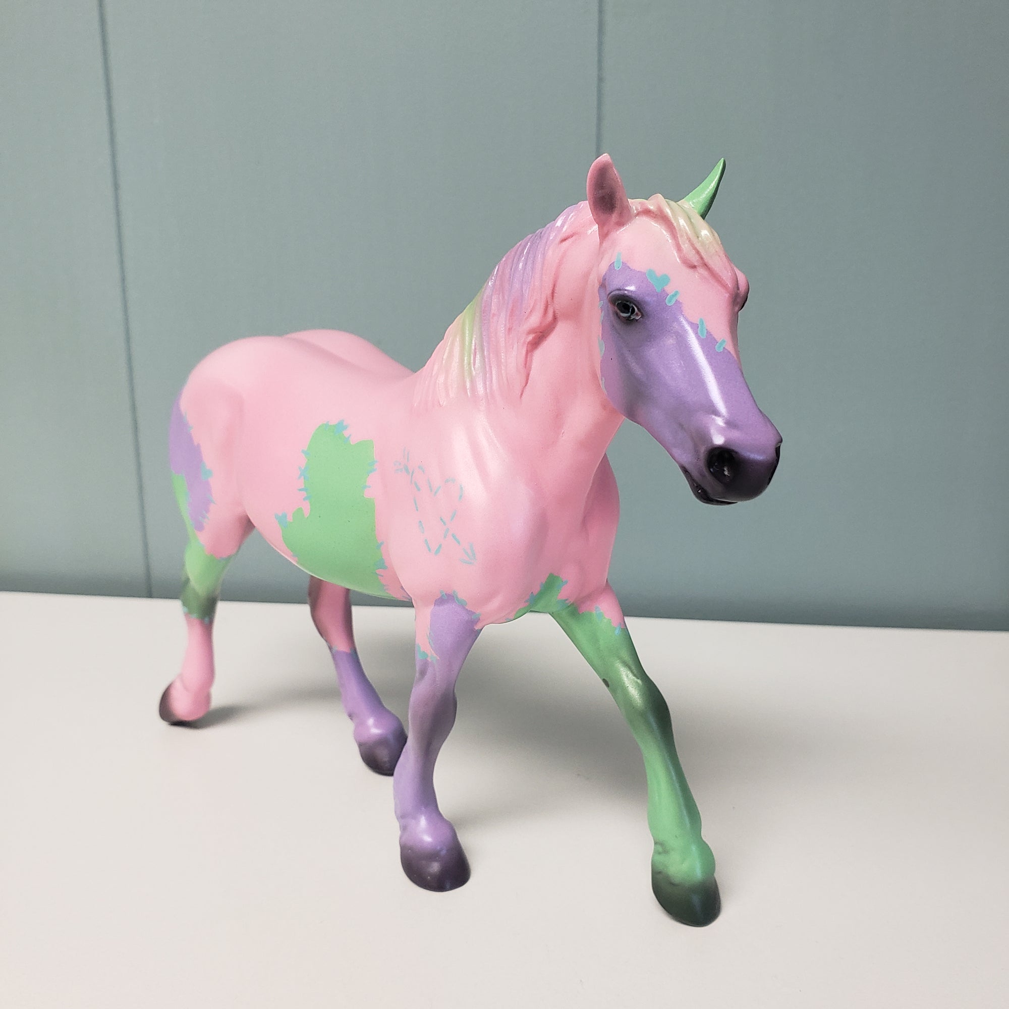 Candy Stitches OOAK Pink, Purple &amp; Green W/ Stitches Deco Draft Pebble By Jess Hamill  Val24