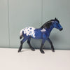 Don&#39;t Make Me Blue OOAK Blue Appaloosa W/ Roses  Deco Draft Pebble By Angela Marleau  Val24