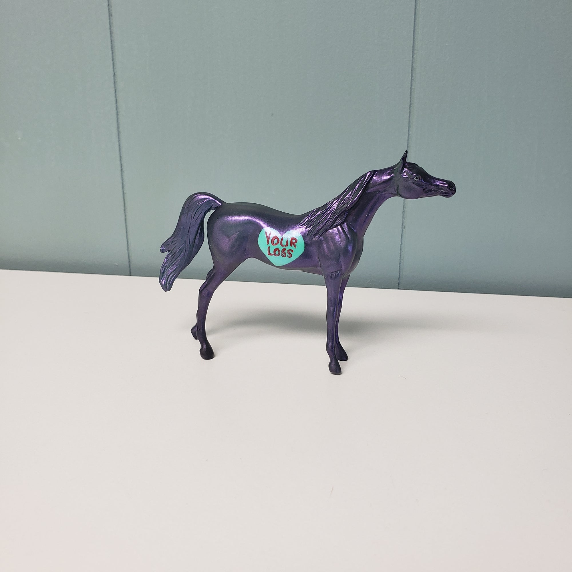 Your Loss OOAK Purple Color Shift Sweetheart "YOUR LOSS" Deco Arabian Chip By Ashley Palmer  Val24