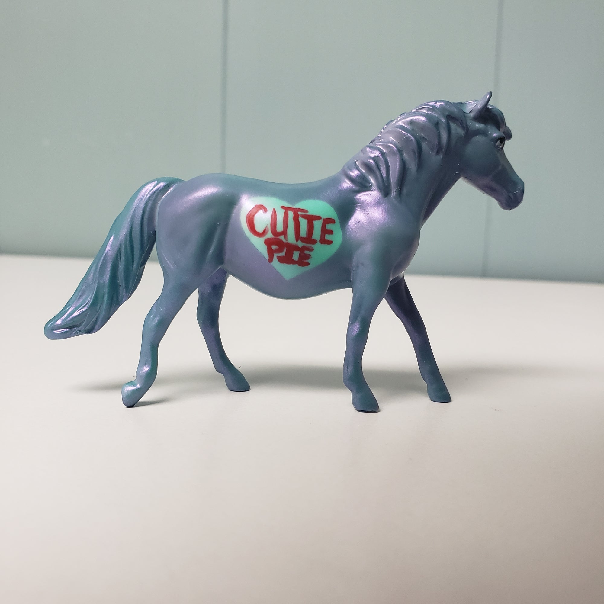 Cutie Pie OOAK Blue Color Shift Sweetheart "CUTIE PIE" Deco Pony Chip By Ashley Palmer  Val24