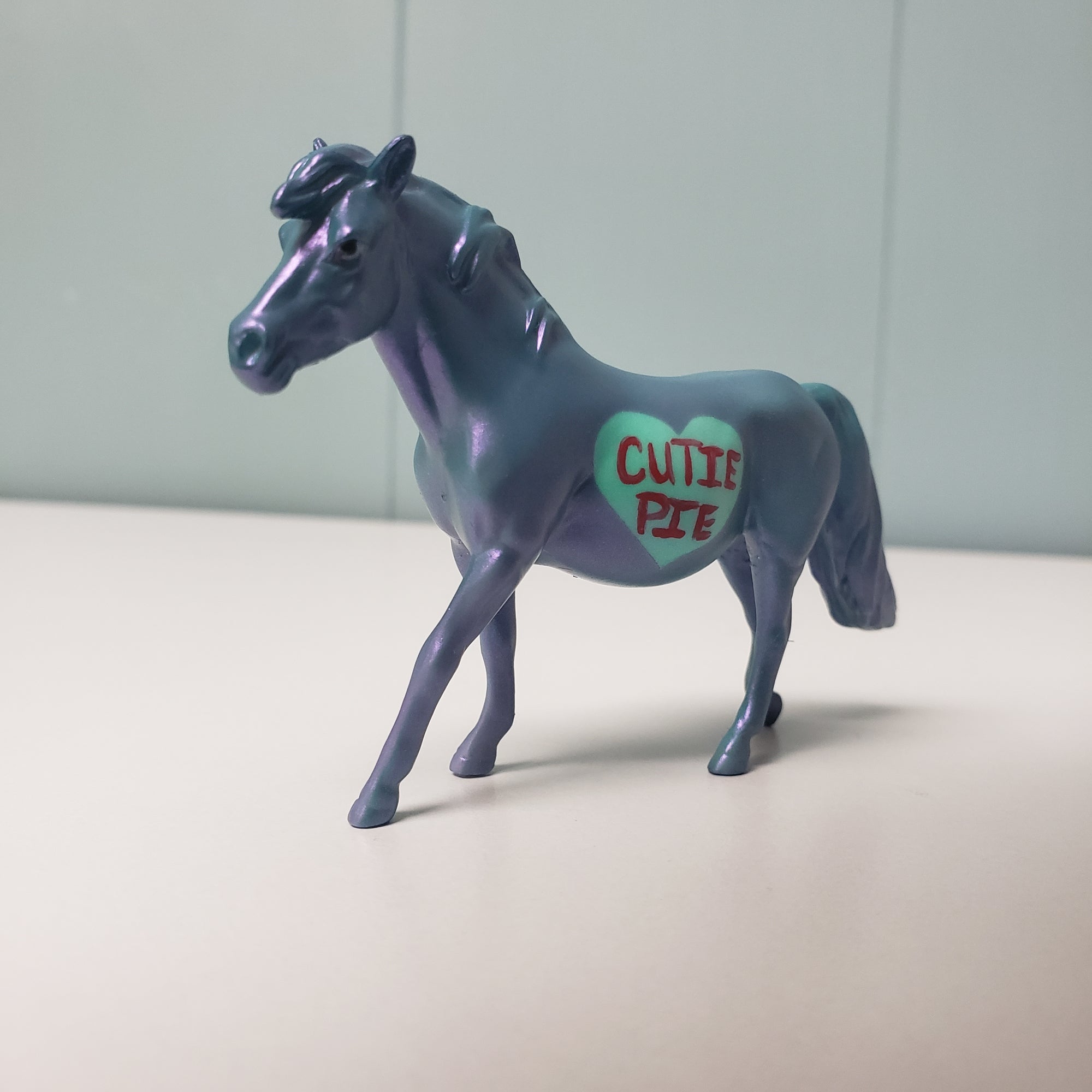 Cutie Pie OOAK Blue Color Shift Sweetheart "CUTIE PIE" Deco Pony Chip By Ashley Palmer  Val24