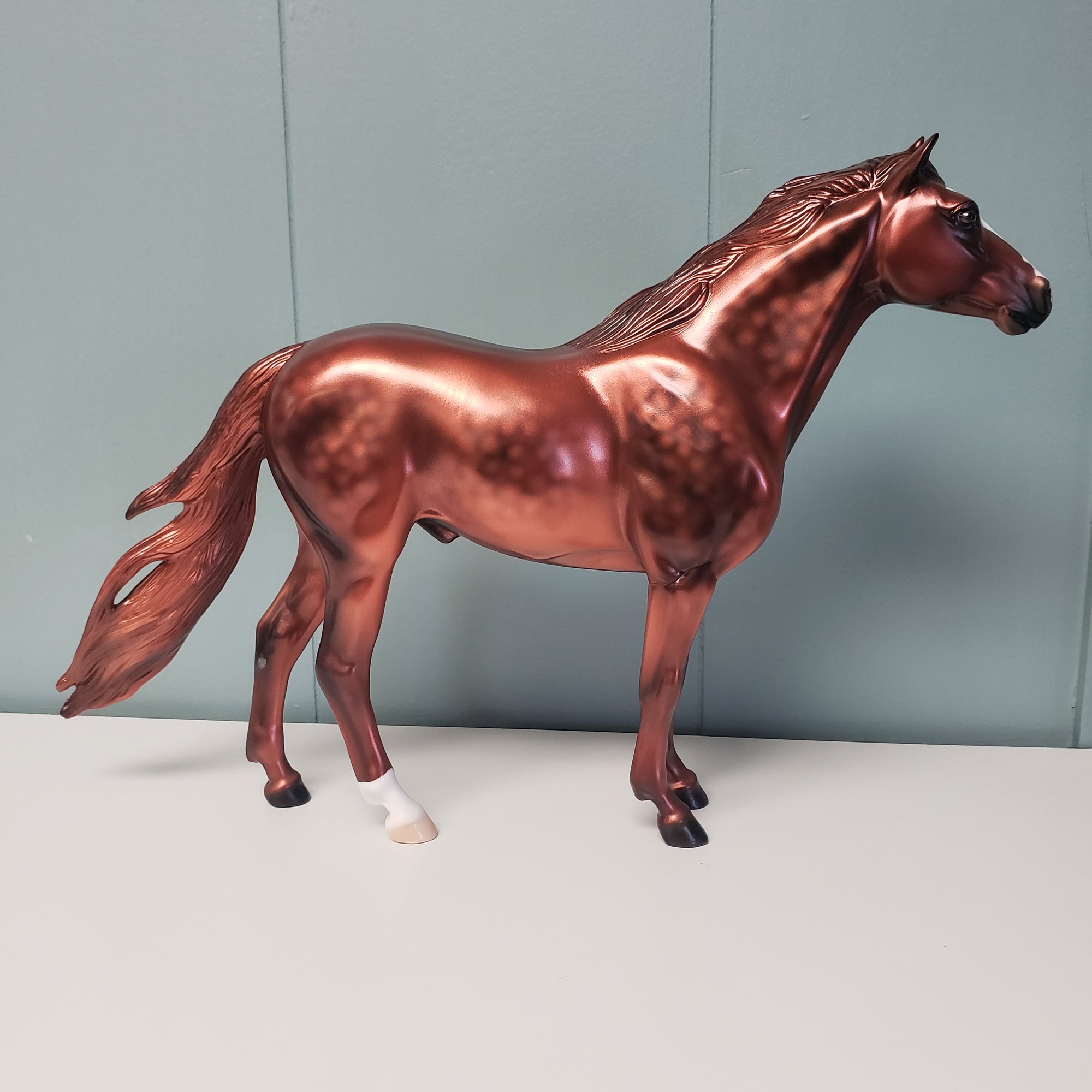 Rhys OOAK Dappled Copper Chestnut Deco Mustang By Angela Marleau Val24