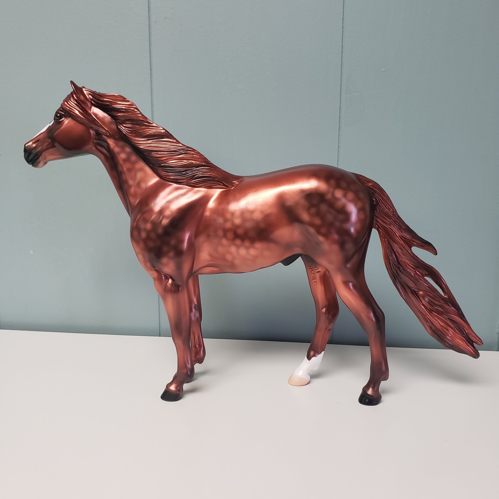 Rhys OOAK Dappled Copper Chestnut Deco Mustang By Angela Marleau Val24