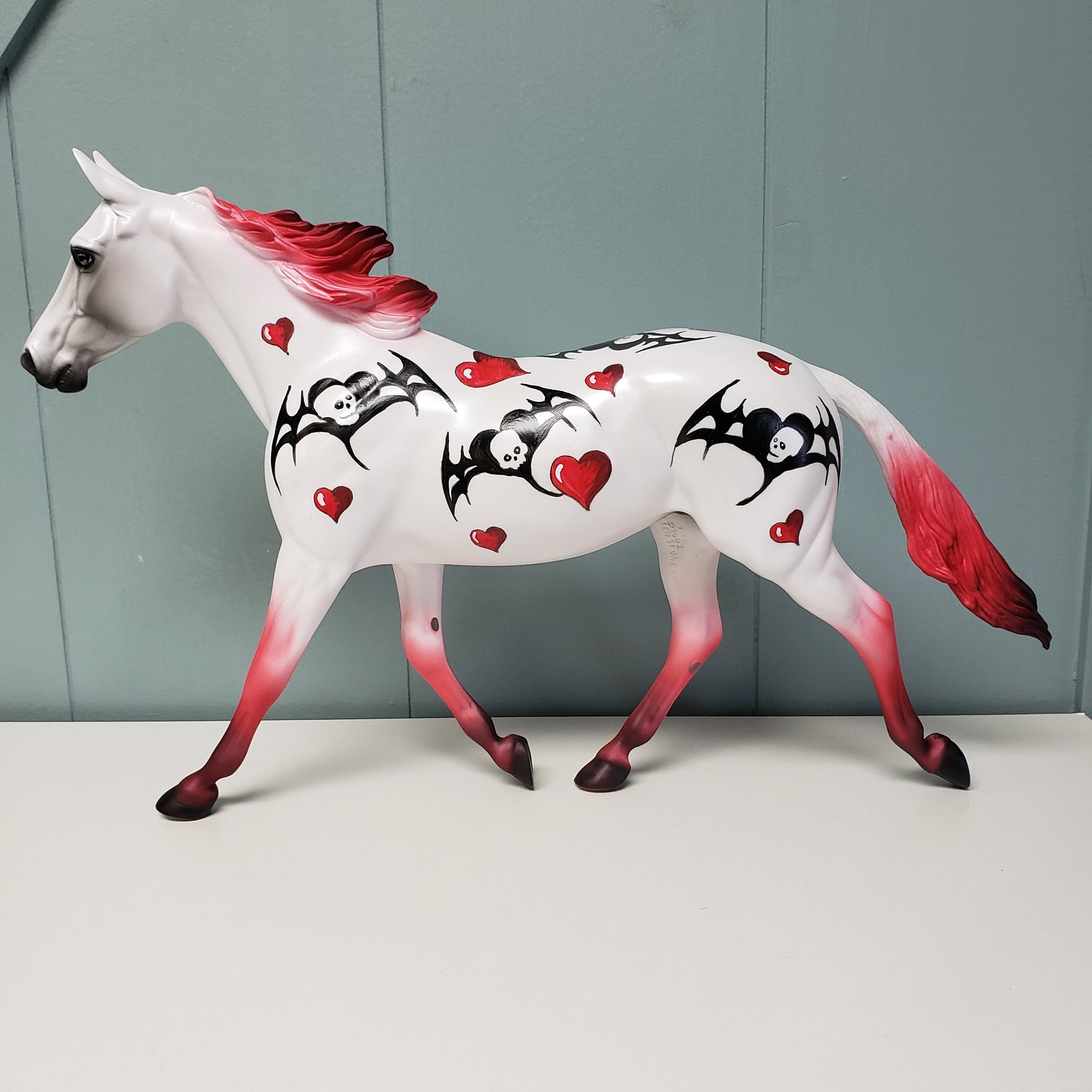 Until Death Do Us Part OOAK Hearts Skulls Bat Wing Deco Palouse By Dawn Quick SHCF24