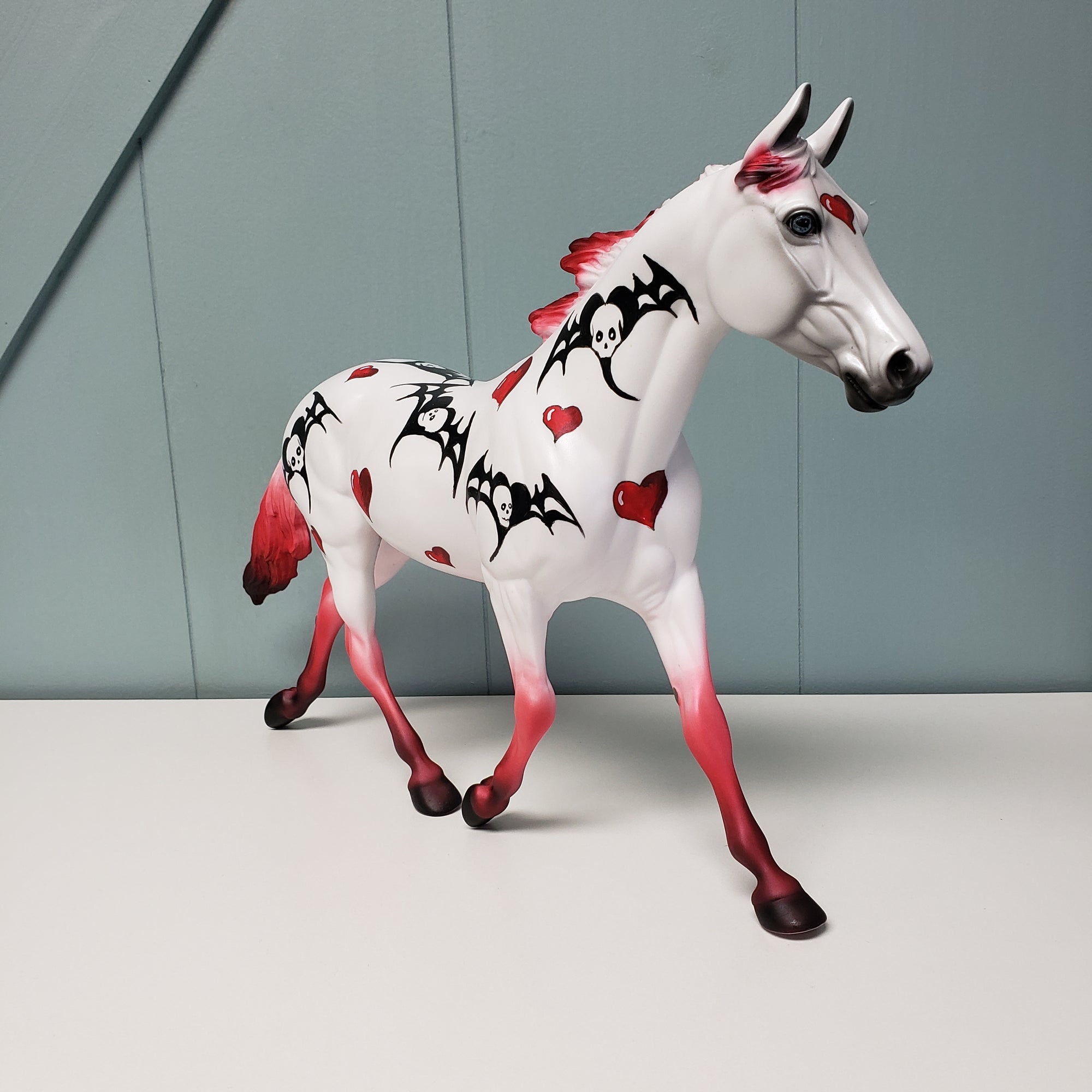 Until Death Do Us Part OOAK Hearts Skulls Bat Wing Deco Palouse By Dawn Quick SHCF24