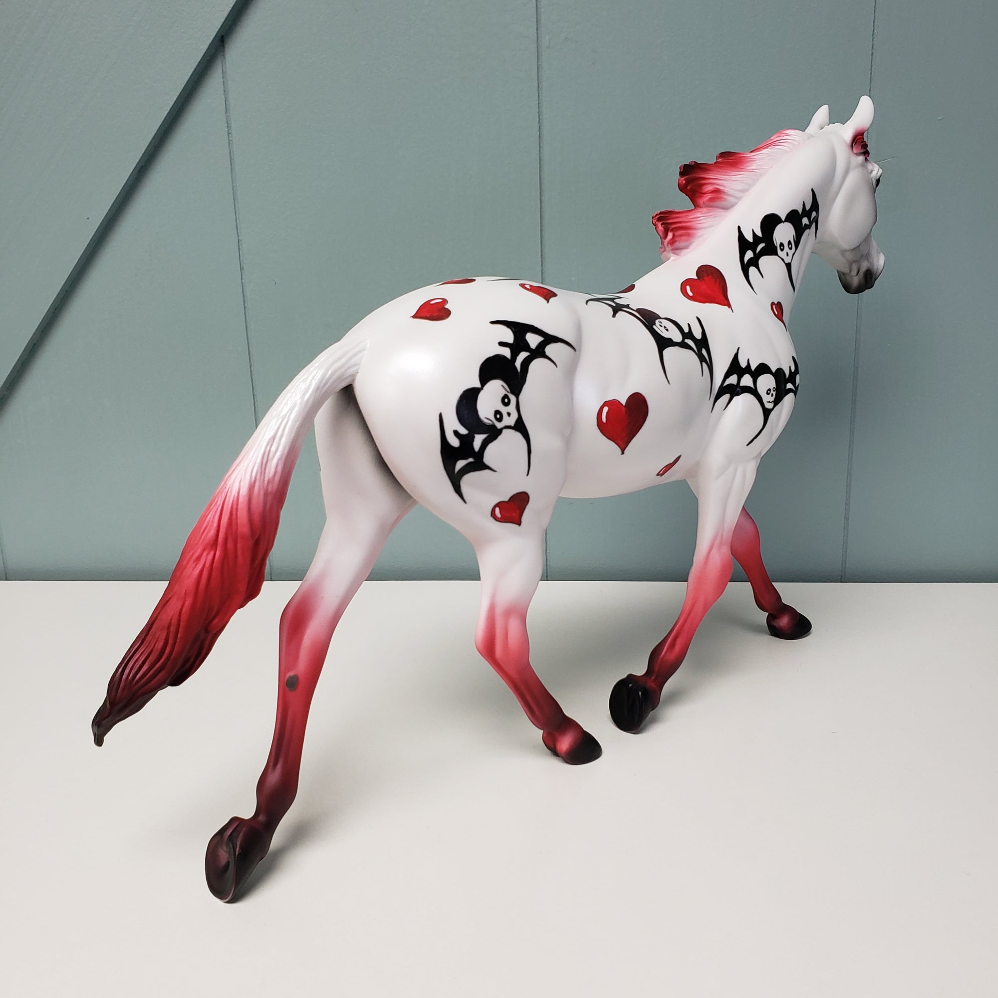 Until Death Do Us Part OOAK Hearts Skulls Bat Wing Deco Palouse By Dawn Quick SHCF24