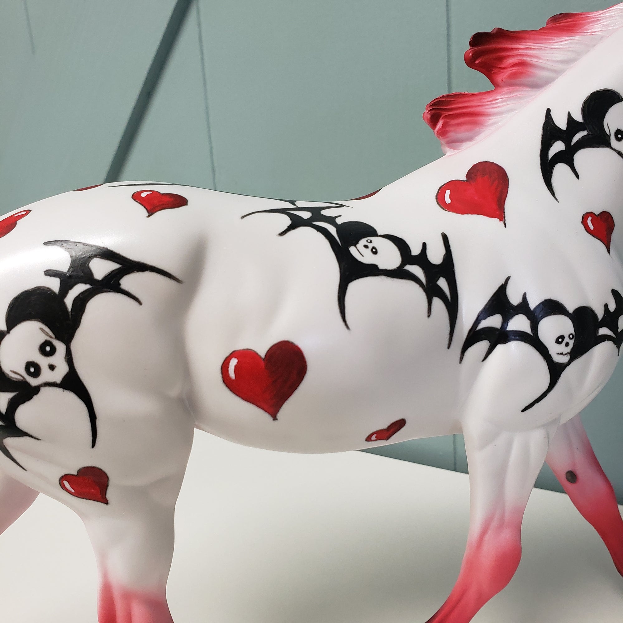 Until Death Do Us Part OOAK Hearts Skulls Bat Wing Deco Palouse By Dawn Quick SHCF24