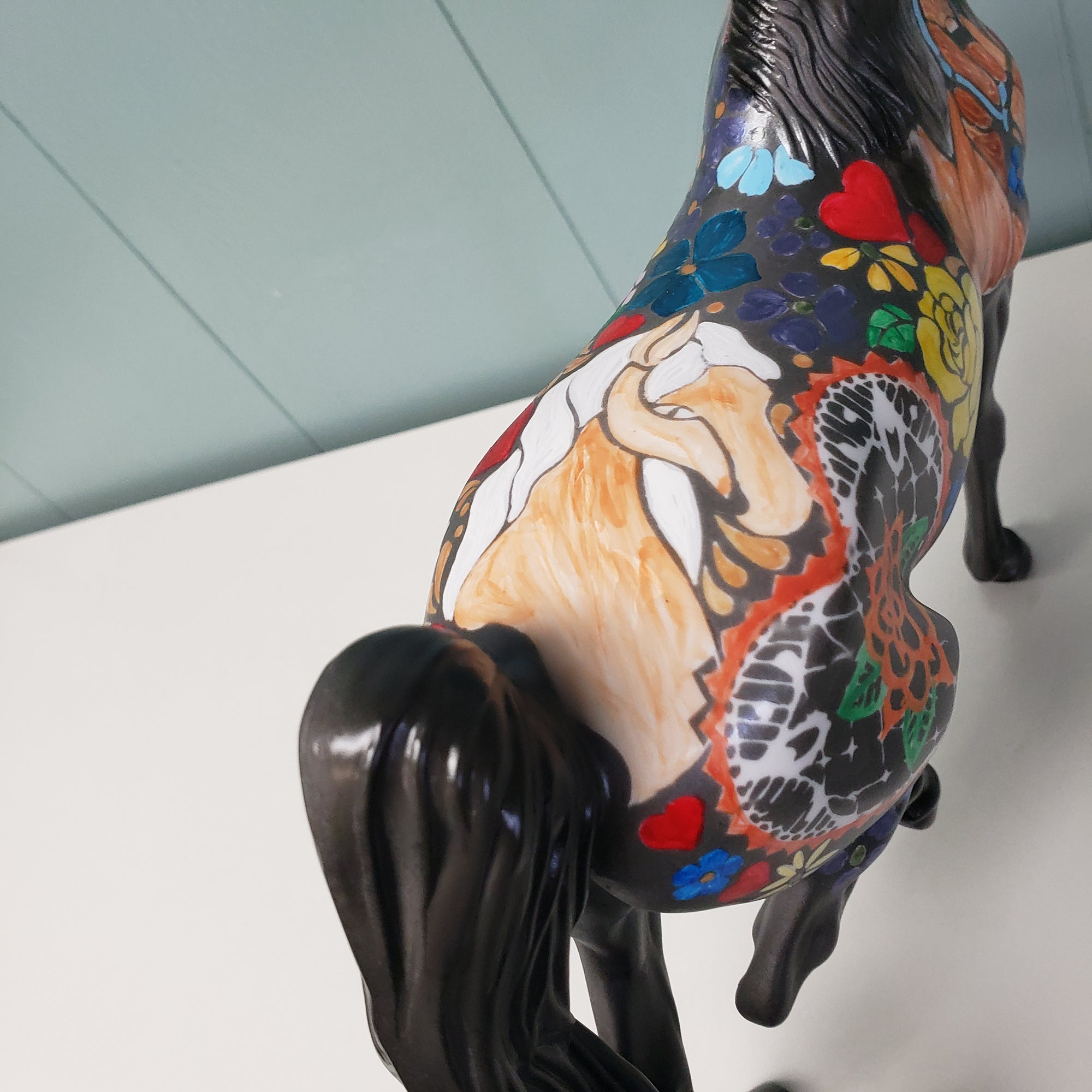 Peace and Love OOAK Deco Horse Flower Design Saddlebred By Dawn Quick Val24