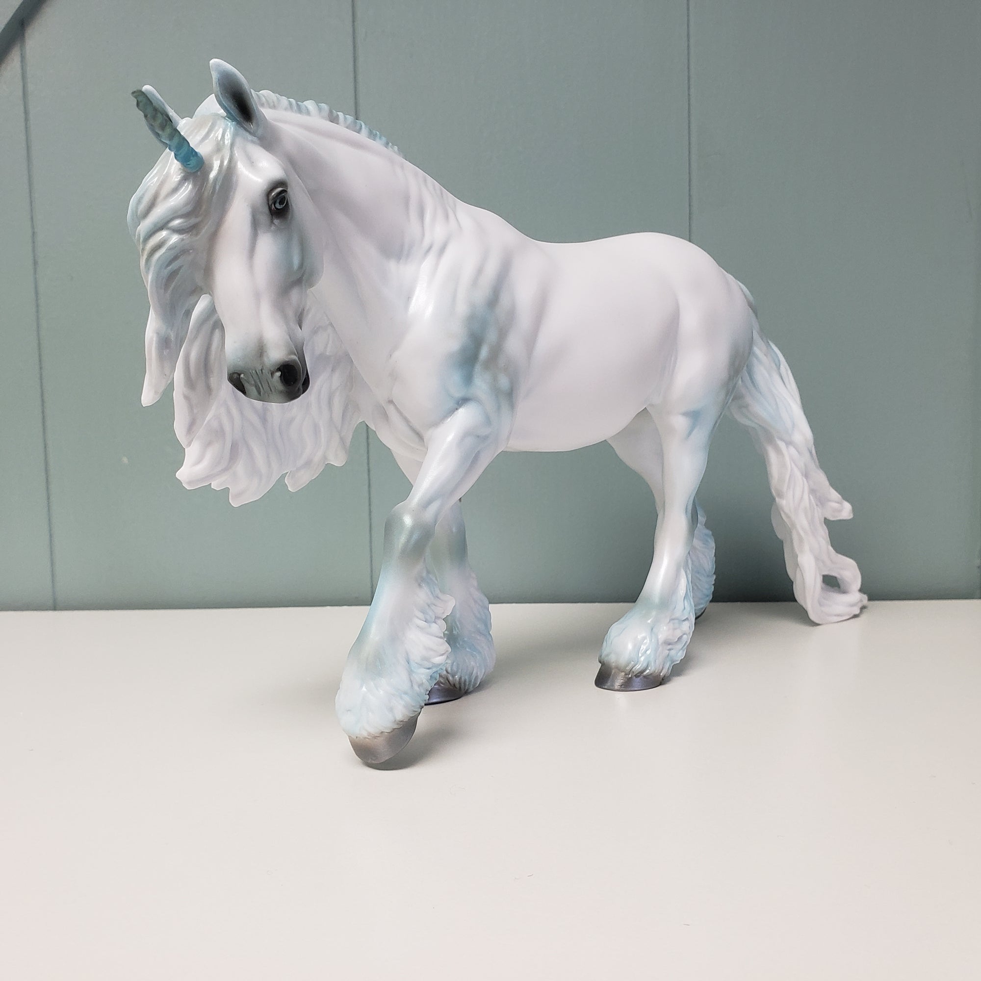Calder - LE-24 White and Blue Unicorn Irish Cob By Ashley Palmer Fairy Tale Series - Pre Order - FTL24