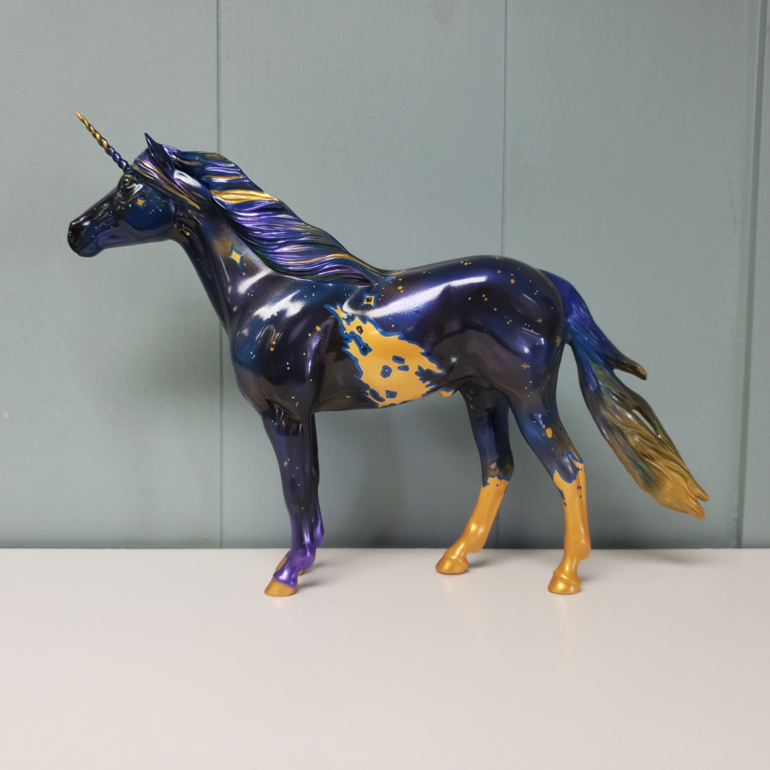 Azure OOAK Dark Blue and Gold Decorator Unicorn Mustang By Kristen Cermele SAMPLE & OOAK SALE MARCH 2024 SS324