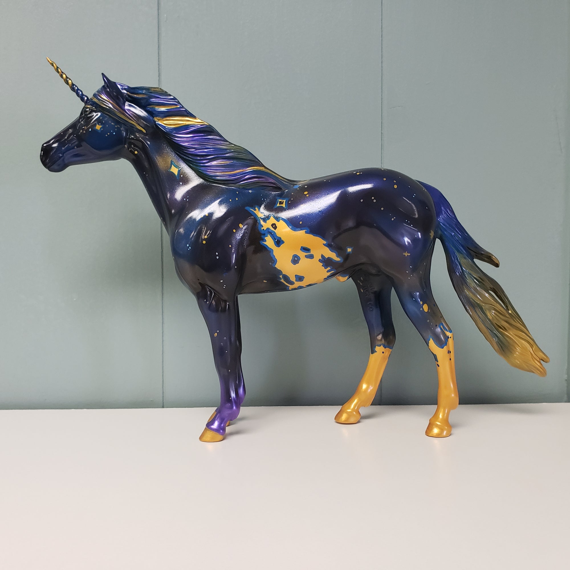 Azure OOAK Dark Blue and Gold Decorator Unicorn Mustang By Kristen Cermele SAMPLE & OOAK SALE MARCH 2024 SS324