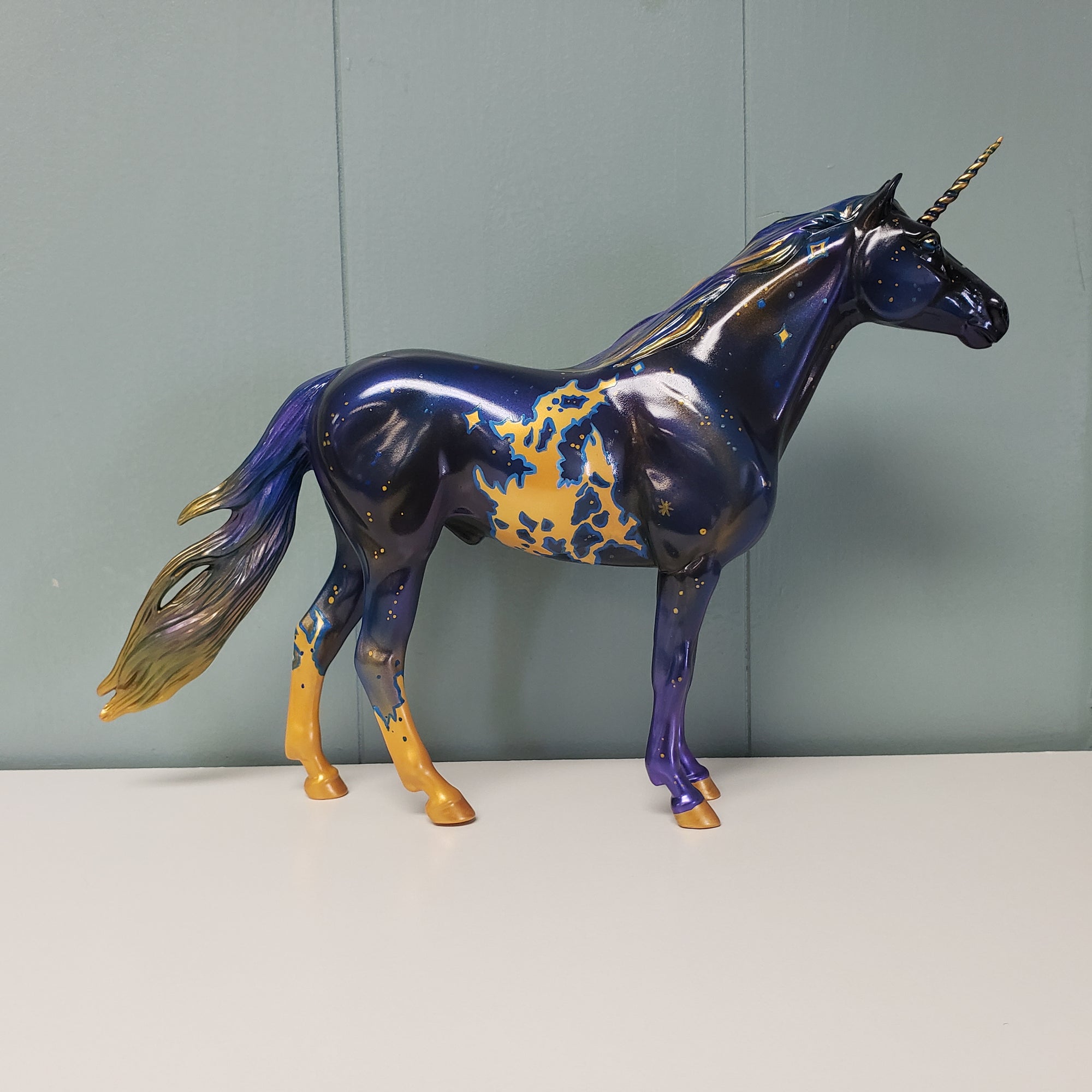 Azure OOAK Dark Blue and Gold Decorator Unicorn Mustang By Kristen Cermele SAMPLE &amp; OOAK SALE MARCH 2024 SS324