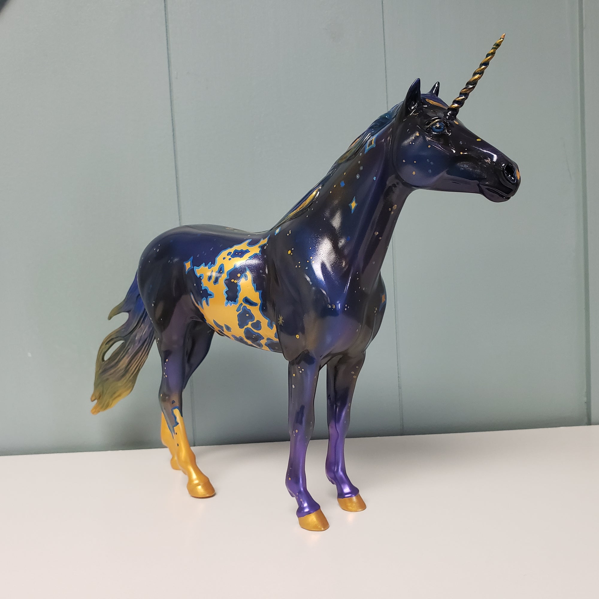 Azure OOAK Dark Blue and Gold Decorator Unicorn Mustang By Kristen Cermele SAMPLE &amp; OOAK SALE MARCH 2024 SS324