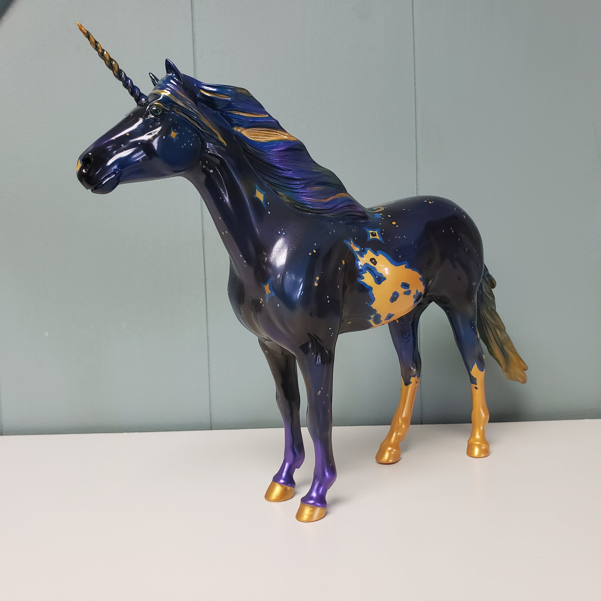 Azure OOAK Dark Blue and Gold Decorator Unicorn Mustang By Kristen Cermele SAMPLE &amp; OOAK SALE MARCH 2024 SS324