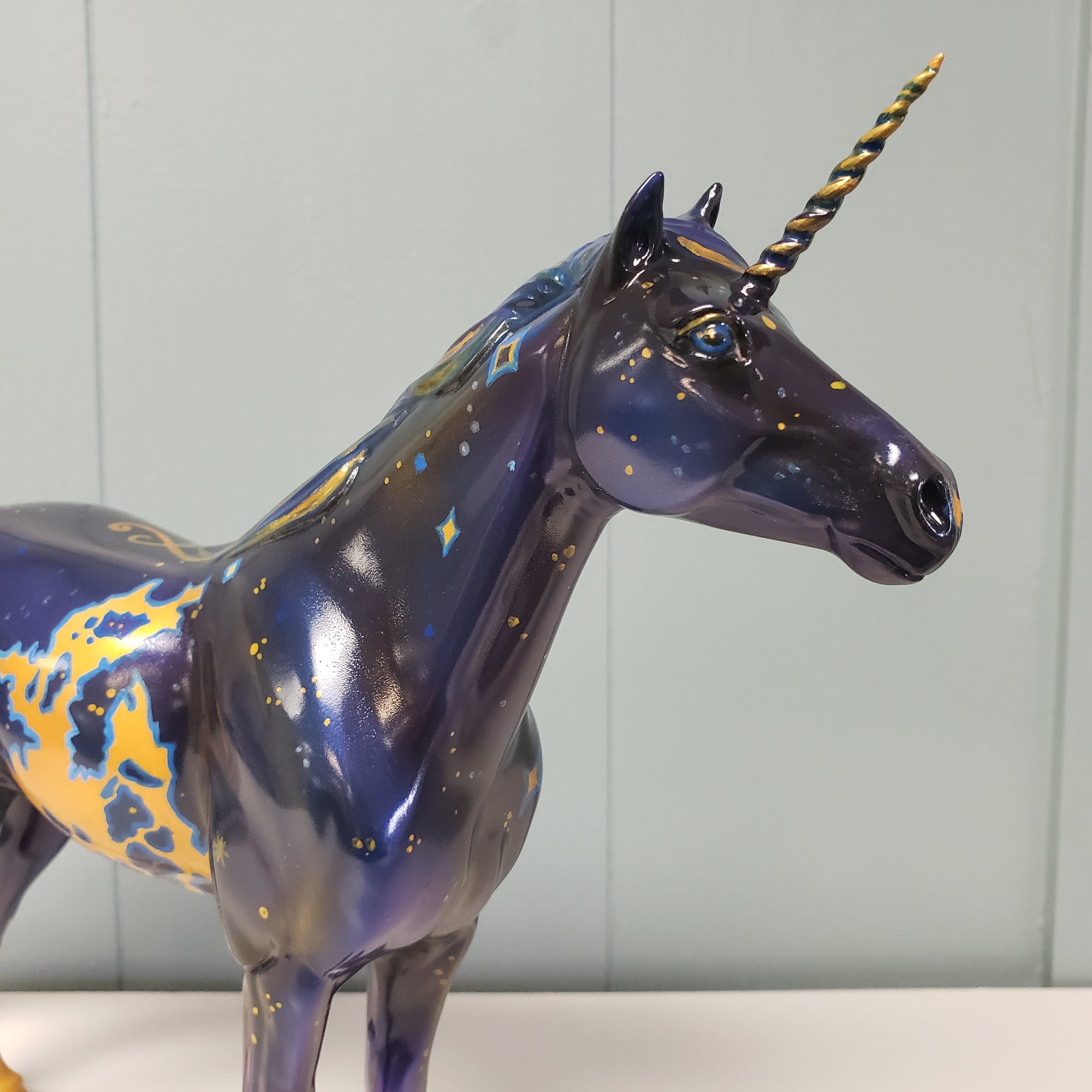 Azure OOAK Dark Blue and Gold Decorator Unicorn Mustang By Kristen Cermele SAMPLE &amp; OOAK SALE MARCH 2024 SS324