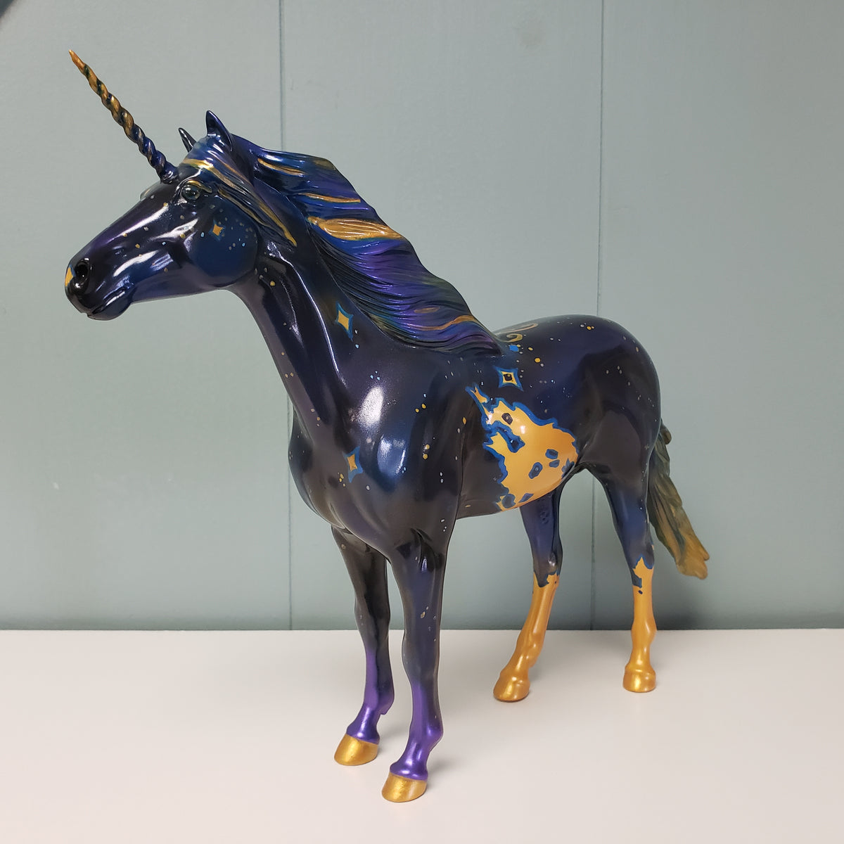 Azure OOAK Dark Blue and Gold Decorator Unicorn Mustang By Kristen Cermele SAMPLE & OOAK SALE MARCH 2024 SS324