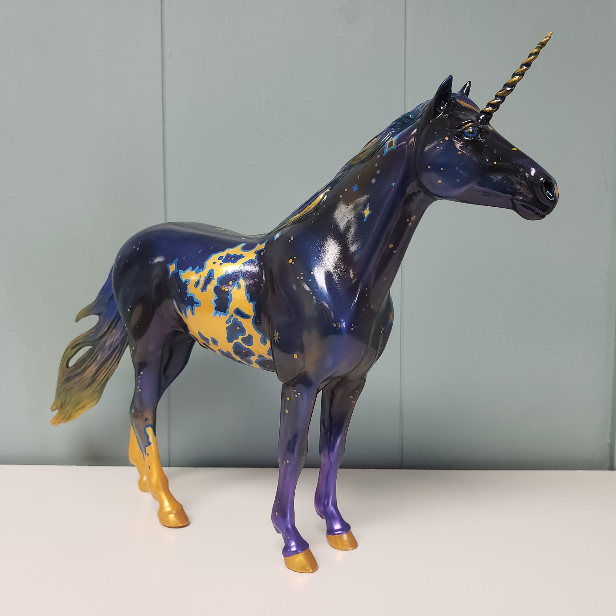 Azure OOAK Dark Blue and Gold Decorator Unicorn Mustang By Kristen Cermele SAMPLE &amp; OOAK SALE MARCH 2024 SS324