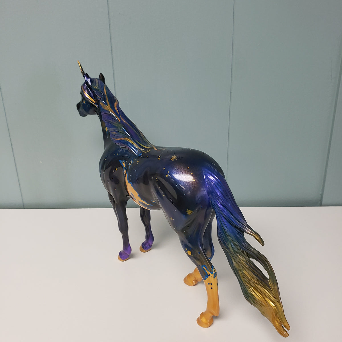 Azure OOAK Dark Blue and Gold Decorator Unicorn Mustang By Kristen Cermele SAMPLE & OOAK SALE MARCH 2024 SS324