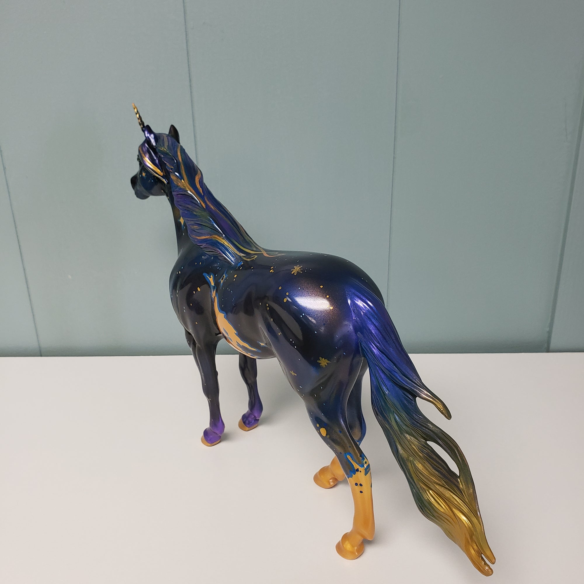 Azure OOAK Dark Blue and Gold Decorator Unicorn Mustang By Kristen Cermele SAMPLE &amp; OOAK SALE MARCH 2024 SS324
