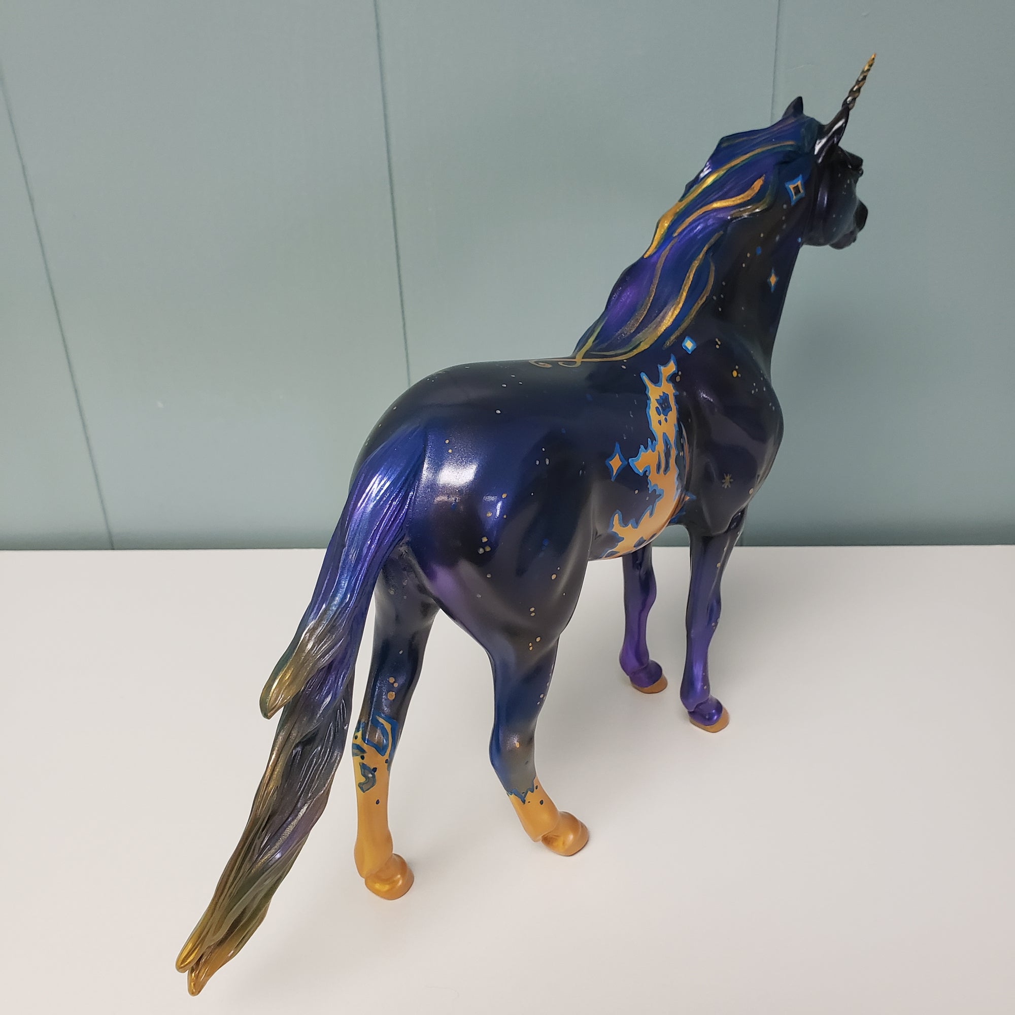 Azure OOAK Dark Blue and Gold Decorator Unicorn Mustang By Kristen Cermele SAMPLE &amp; OOAK SALE MARCH 2024 SS324