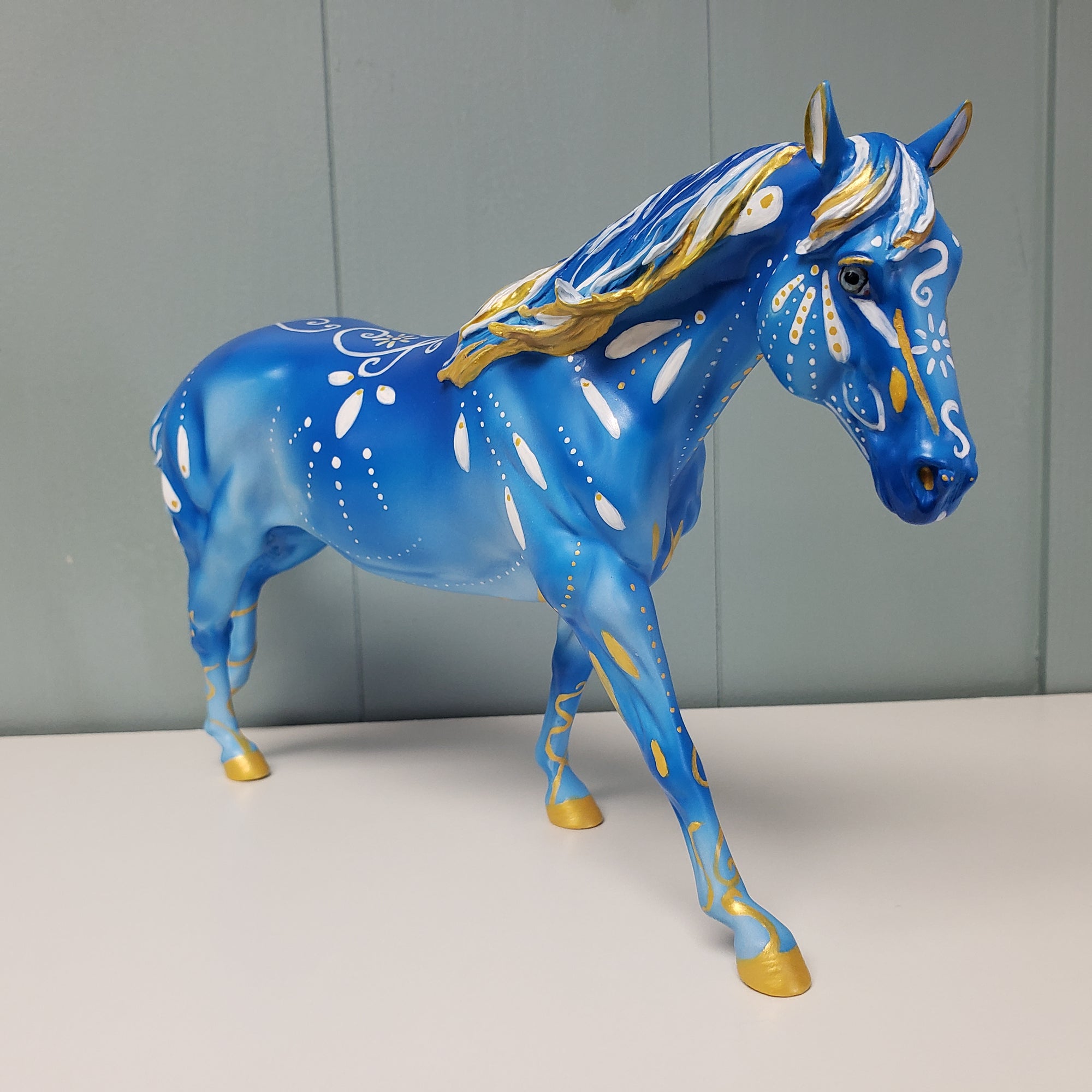 Saxe OOAK Deco Blue and Gold Remington By Kristen Cermele SAMPLE &amp; OOAK SALE MARCH 2024 SS324