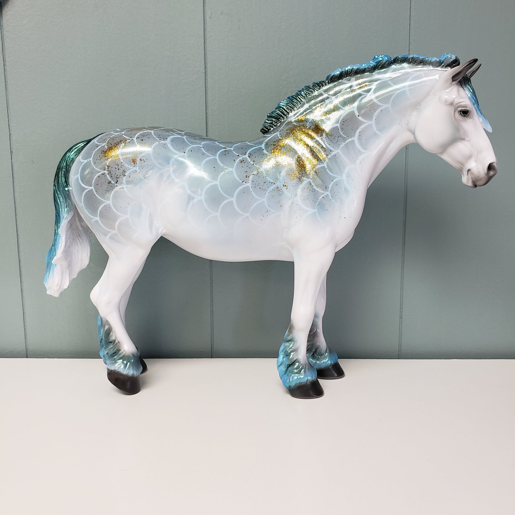 Ouroboros LE-20 Run Blue Green Pangare with Gold Leaf Accents Heavy Draft Mare By Ellen Robbins  - SHCF24