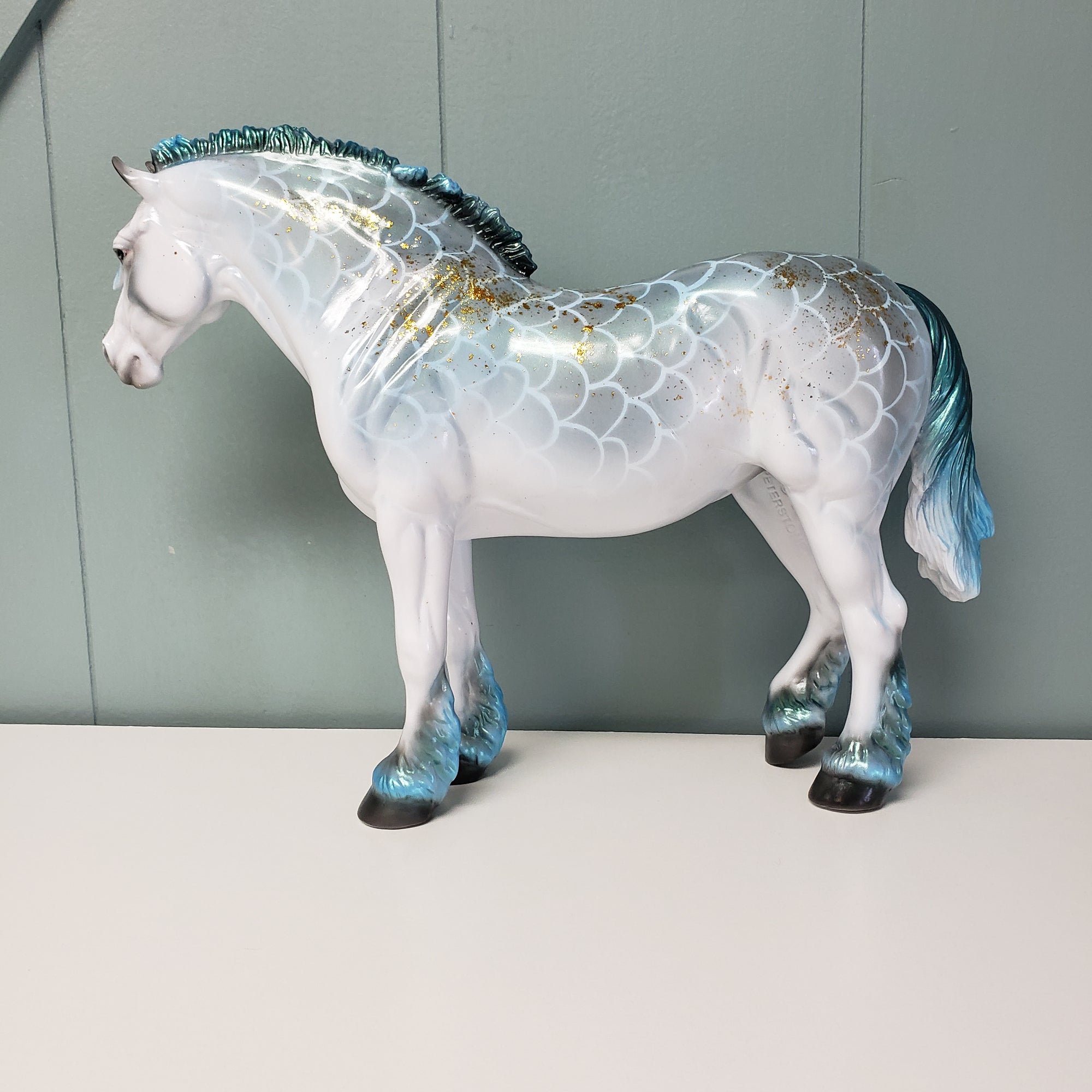 Ouroboros LE-20 Run Blue Green Pangare with Gold Leaf Accents Heavy Draft Mare By Ellen Robbins  - SHCF24