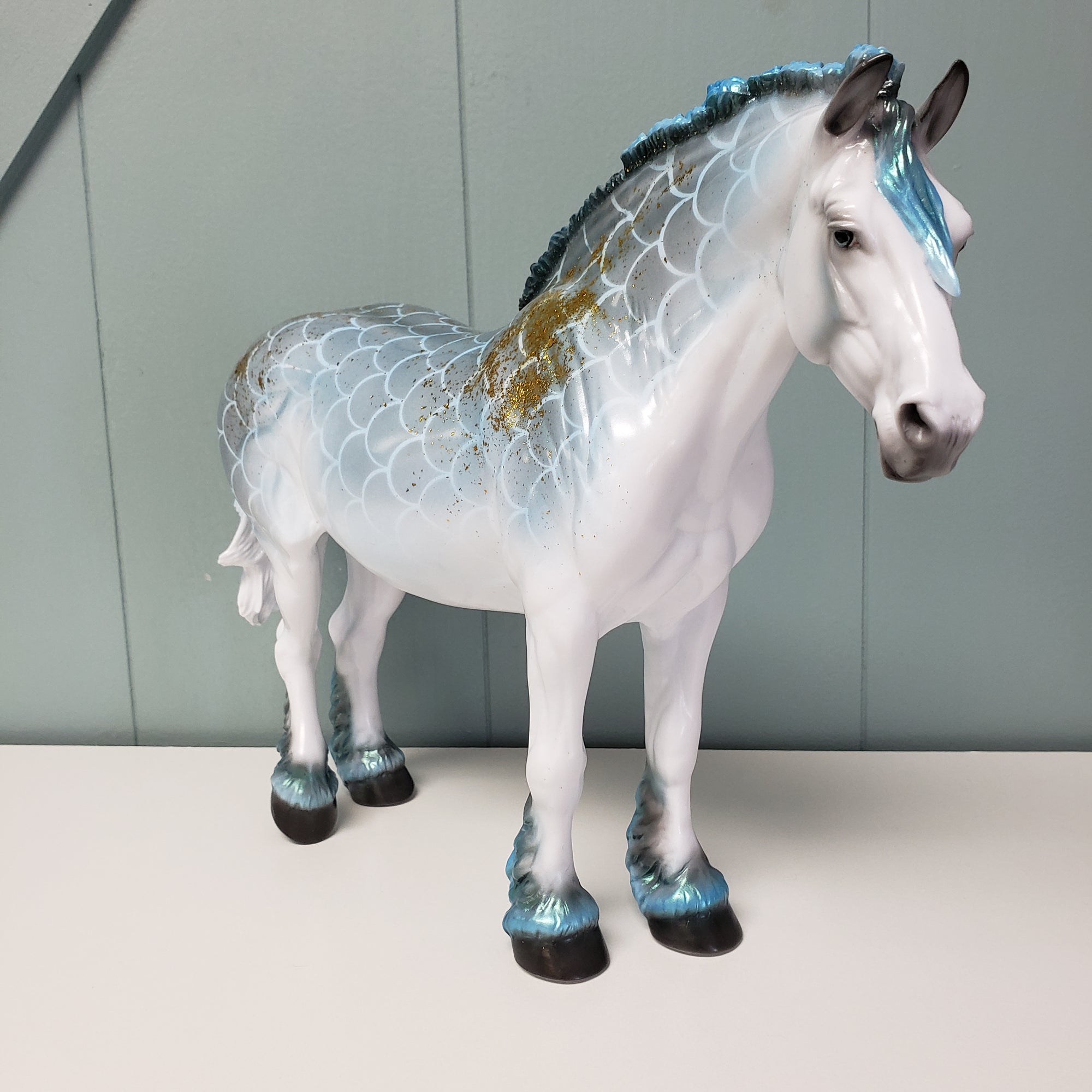 Ouroboros LE-20 Run Blue Green Pangare with Gold Leaf Accents Heavy Draft Mare By Ellen Robbins  - SHCF24