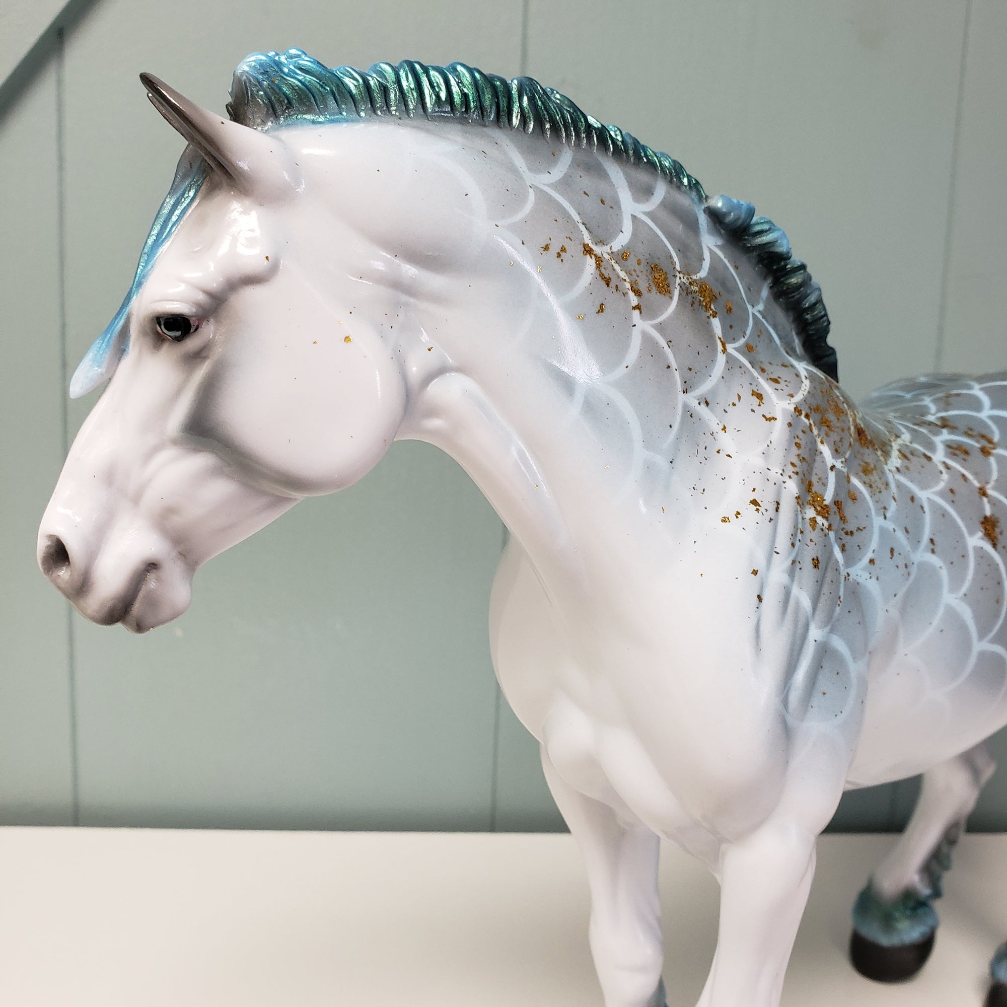 Ouroboros LE-20 Run Blue Green Pangare with Gold Leaf Accents Heavy Draft Mare By Ellen Robbins  - SHCF24