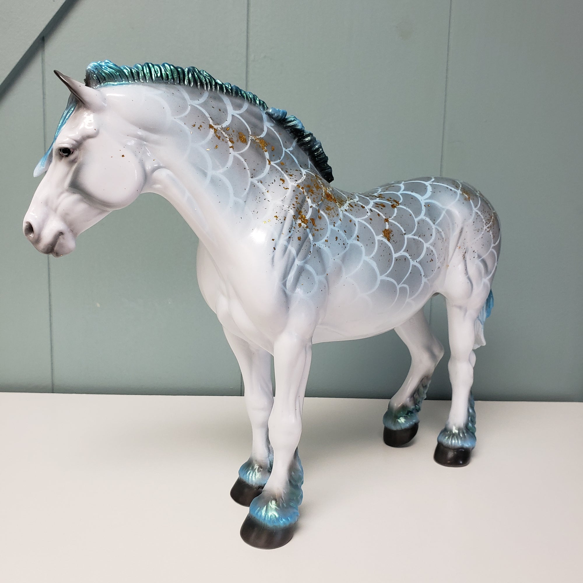 Ouroboros LE-20 Run Blue Green Pangare with Gold Leaf Accents Heavy Draft Mare By Ellen Robbins  - SHCF24