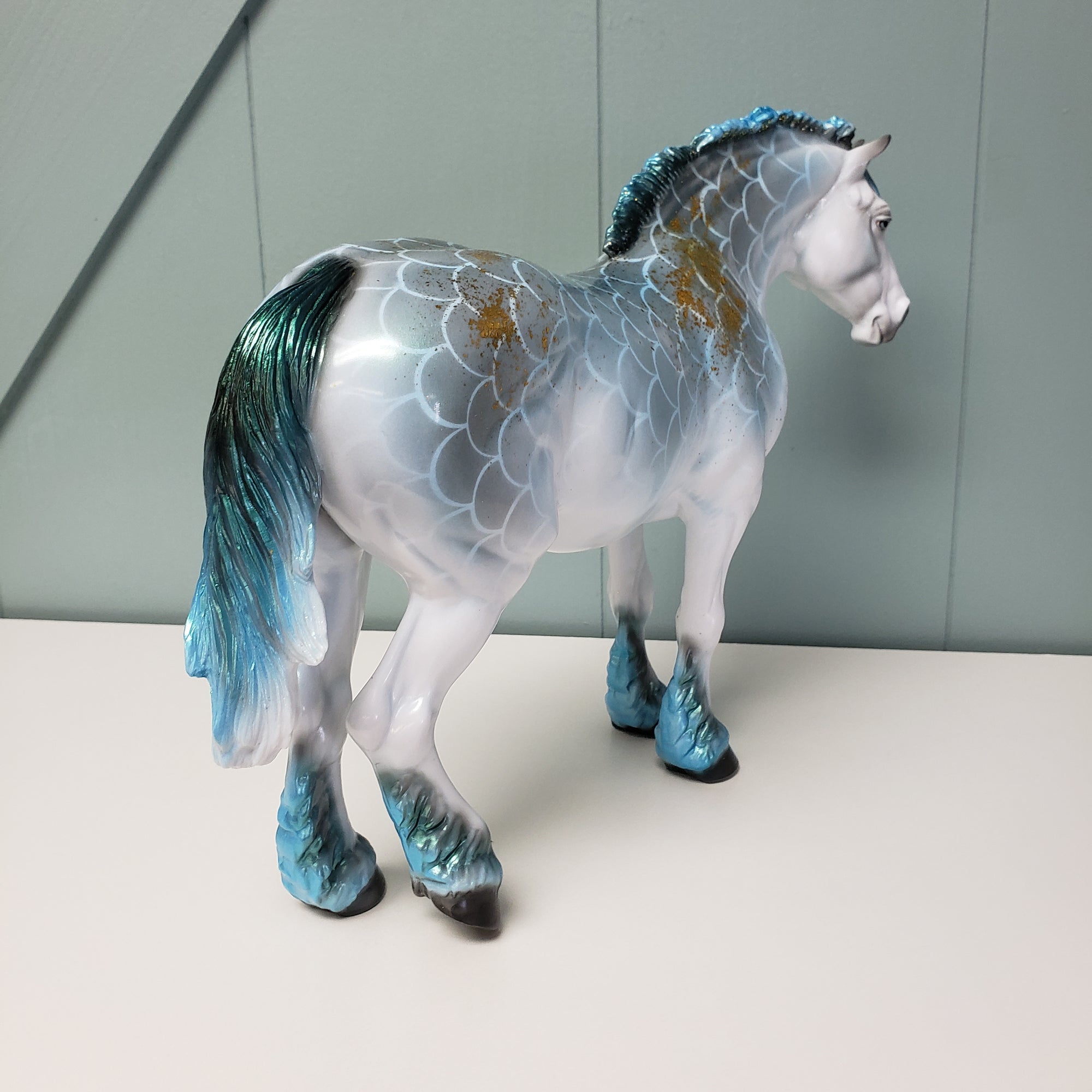 Ouroboros LE-20 Run Blue Green Pangare with Gold Leaf Accents Heavy Draft Mare By Ellen Robbins  - SHCF24