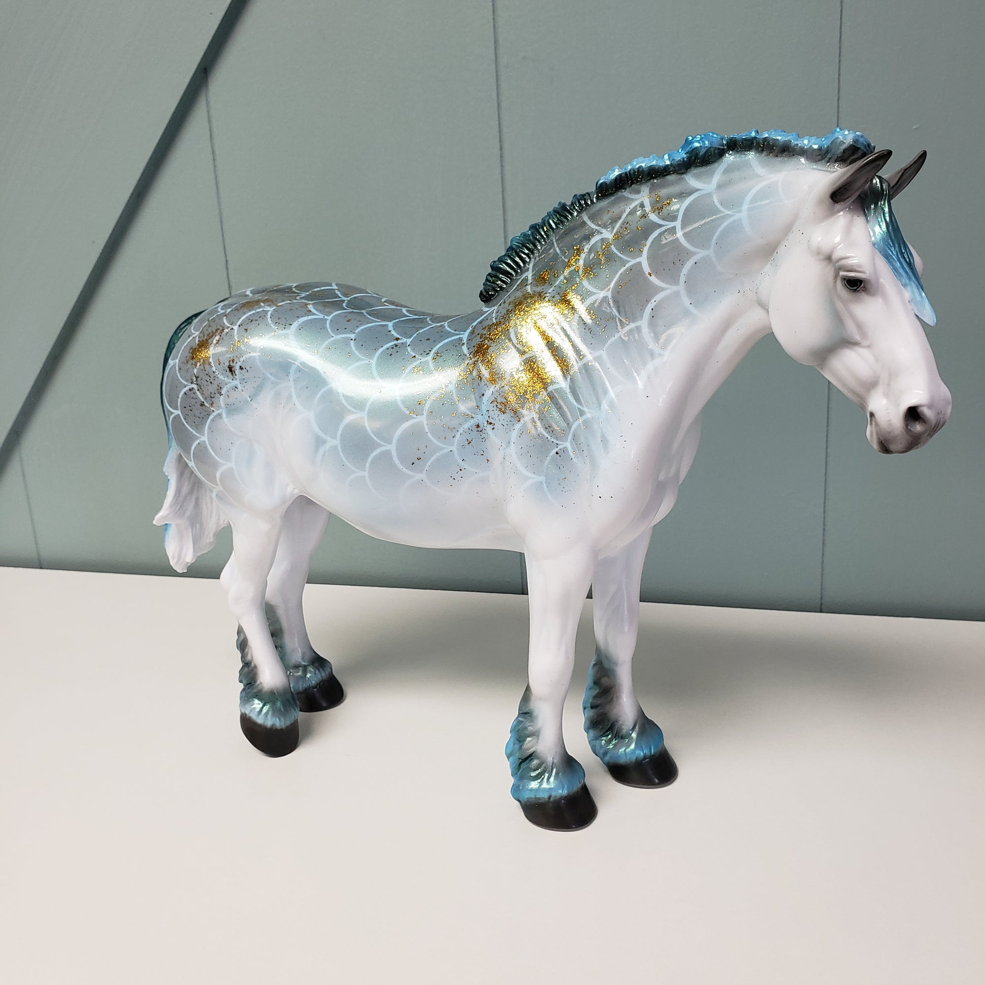 Ouroboros LE-20 Run Blue Green Pangare with Gold Leaf Accents Heavy Draft Mare By Ellen Robbins  - SHCF24