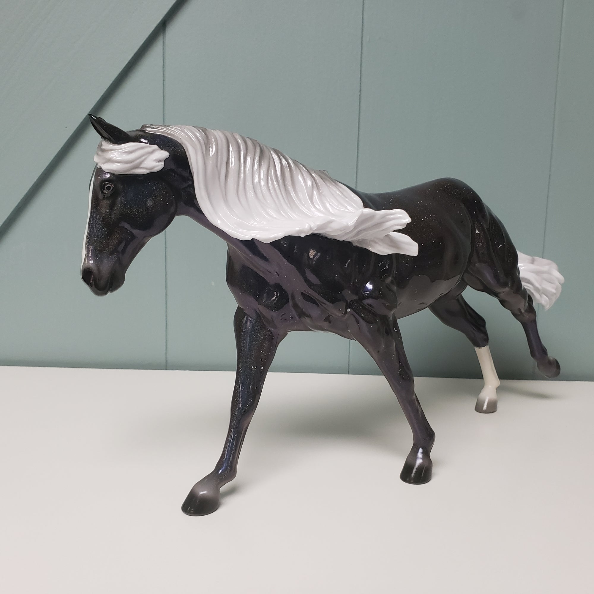 Totality OOAK Deco Holographic Night Sky and Eclipse Running Stock Horse by Ellen Robbins - Best Offers 4/9/24