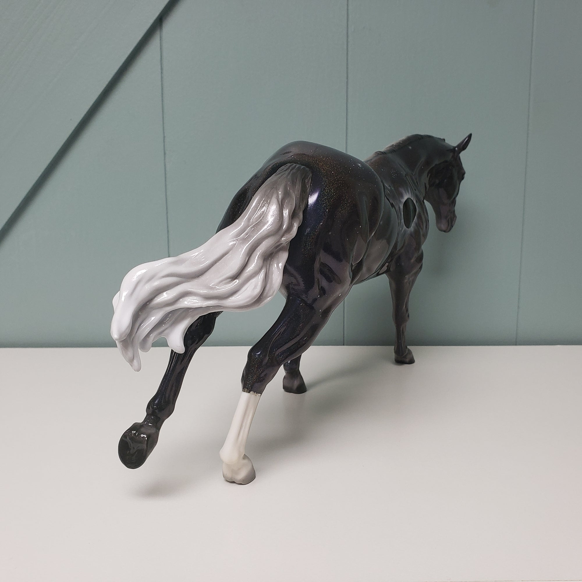 Totality OOAK Deco Holographic Night Sky and Eclipse Running Stock Horse by Ellen Robbins - Best Offers 4/9/24