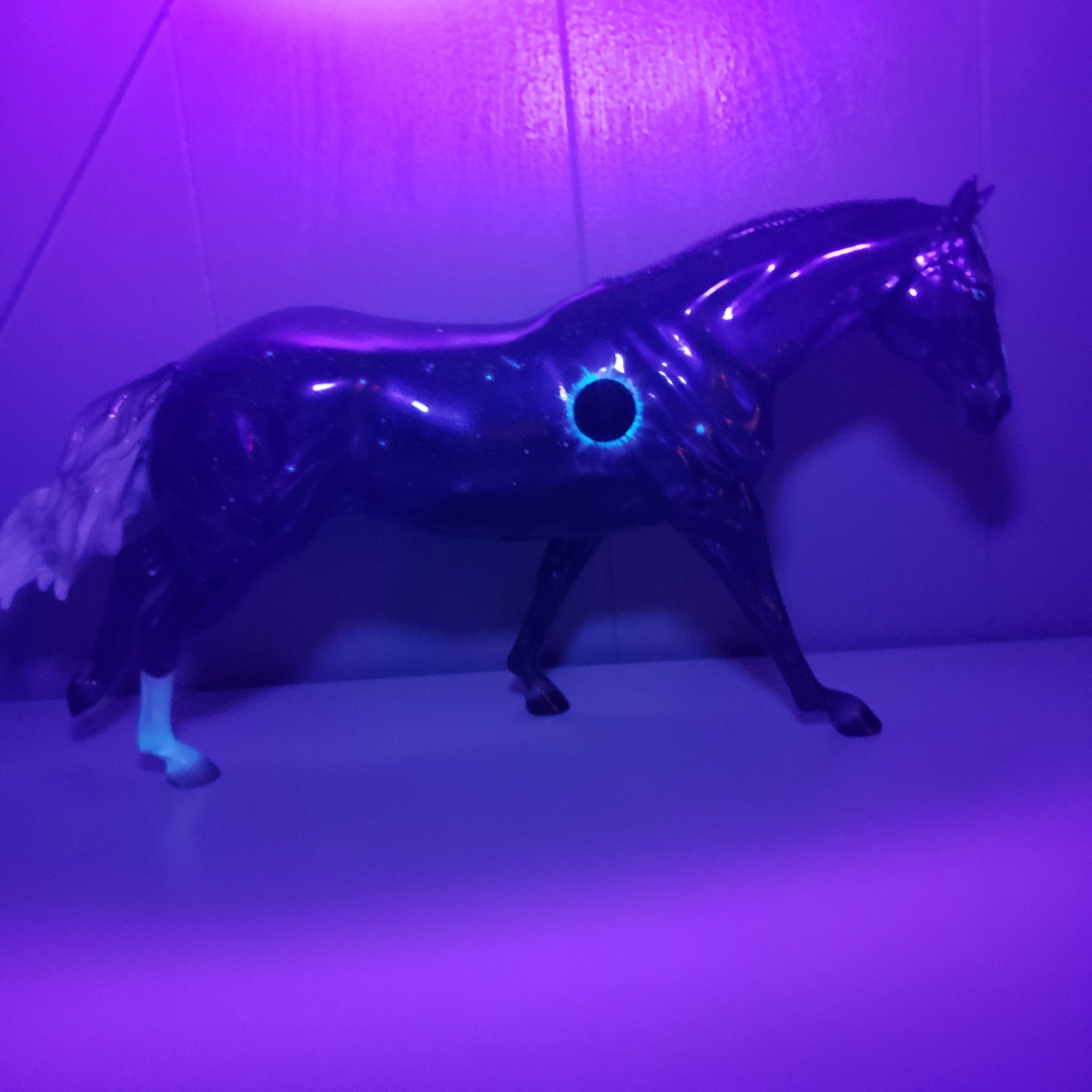 Totality OOAK Deco Holographic Night Sky and Eclipse Running Stock Horse by Ellen Robbins - Best Offers 4/9/24