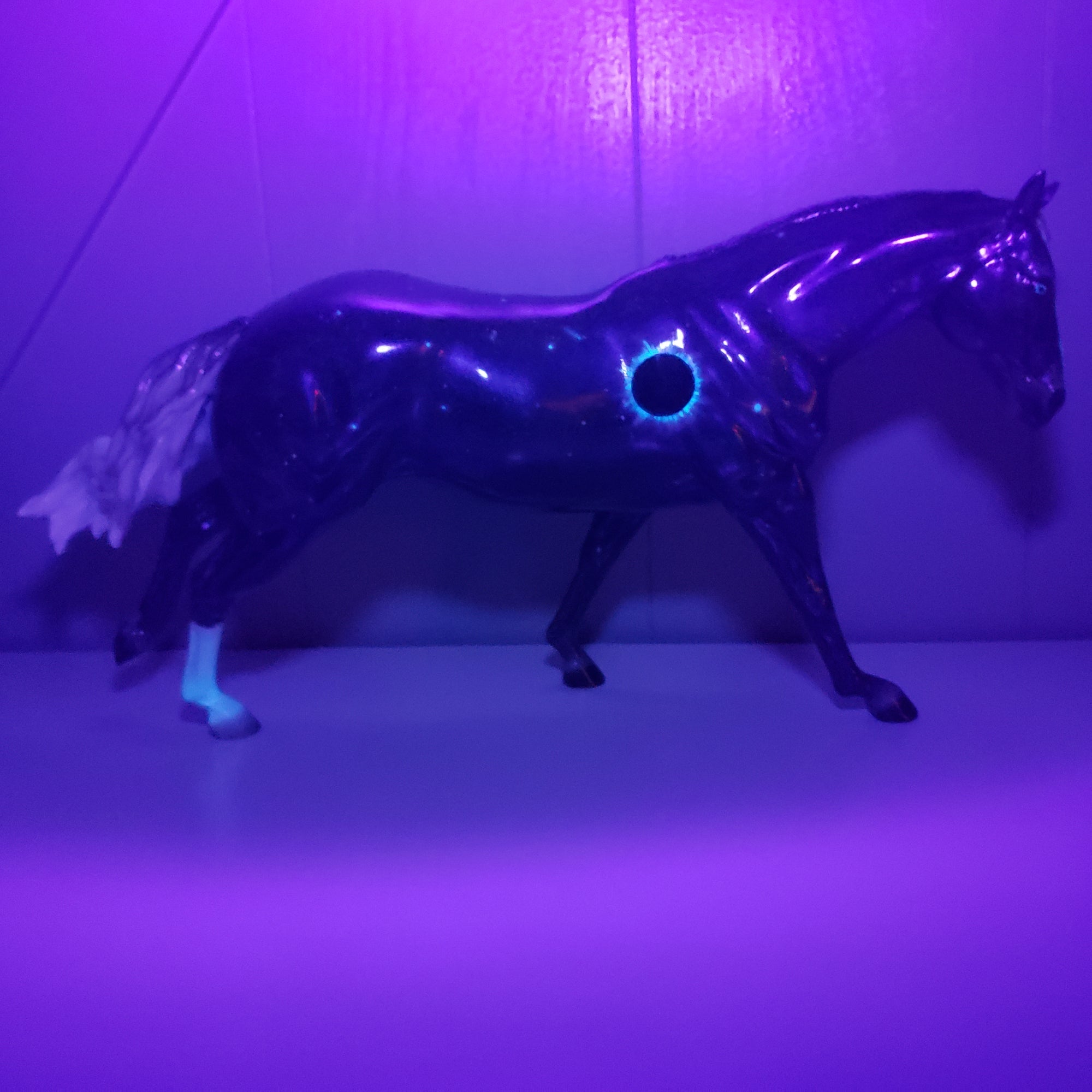 Totality OOAK Deco Holographic Night Sky and Eclipse Running Stock Horse by Ellen Robbins - Best Offers 4/9/24