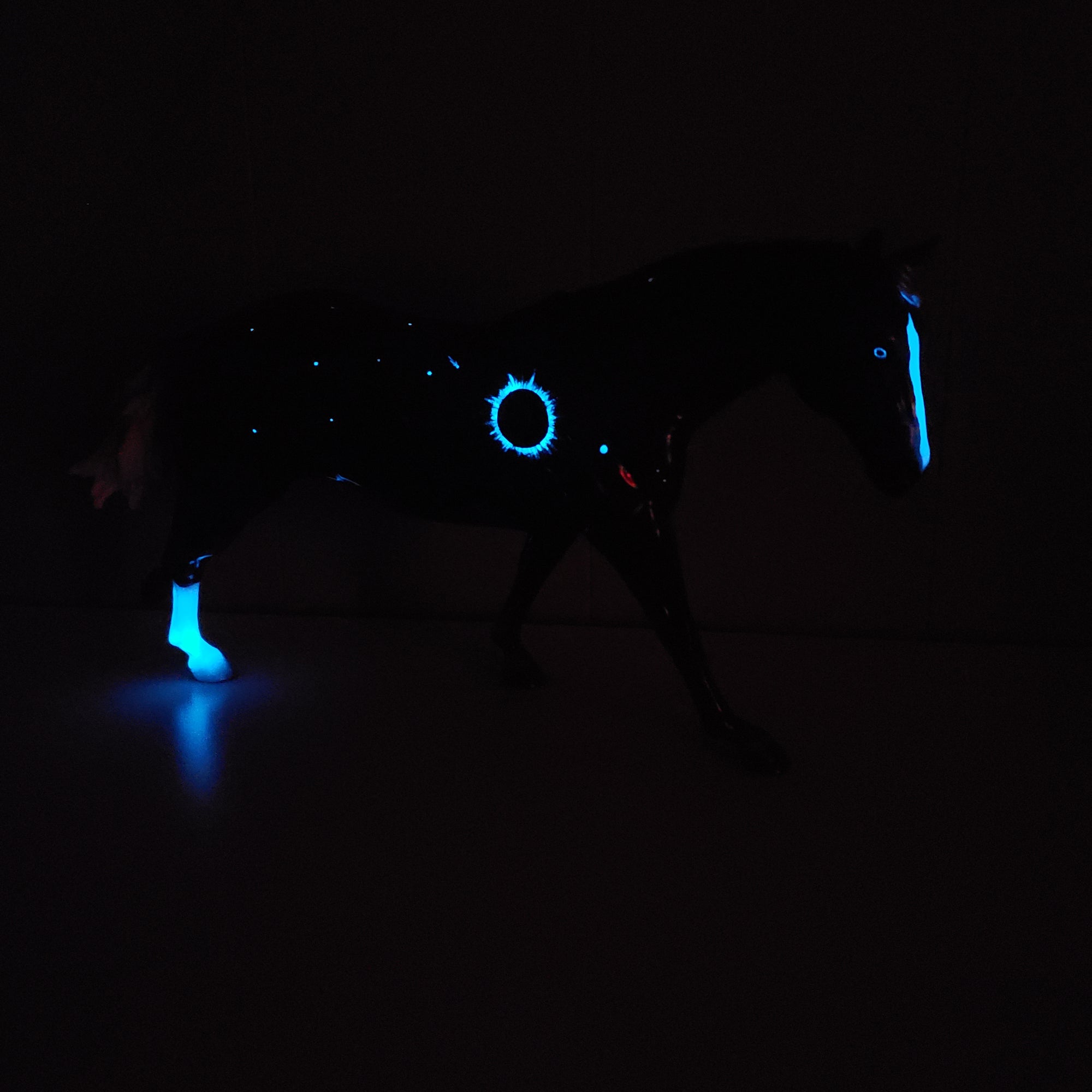 Totality OOAK Deco Holographic Night Sky and Eclipse Running Stock Horse by Ellen Robbins - Best Offers 4/9/24