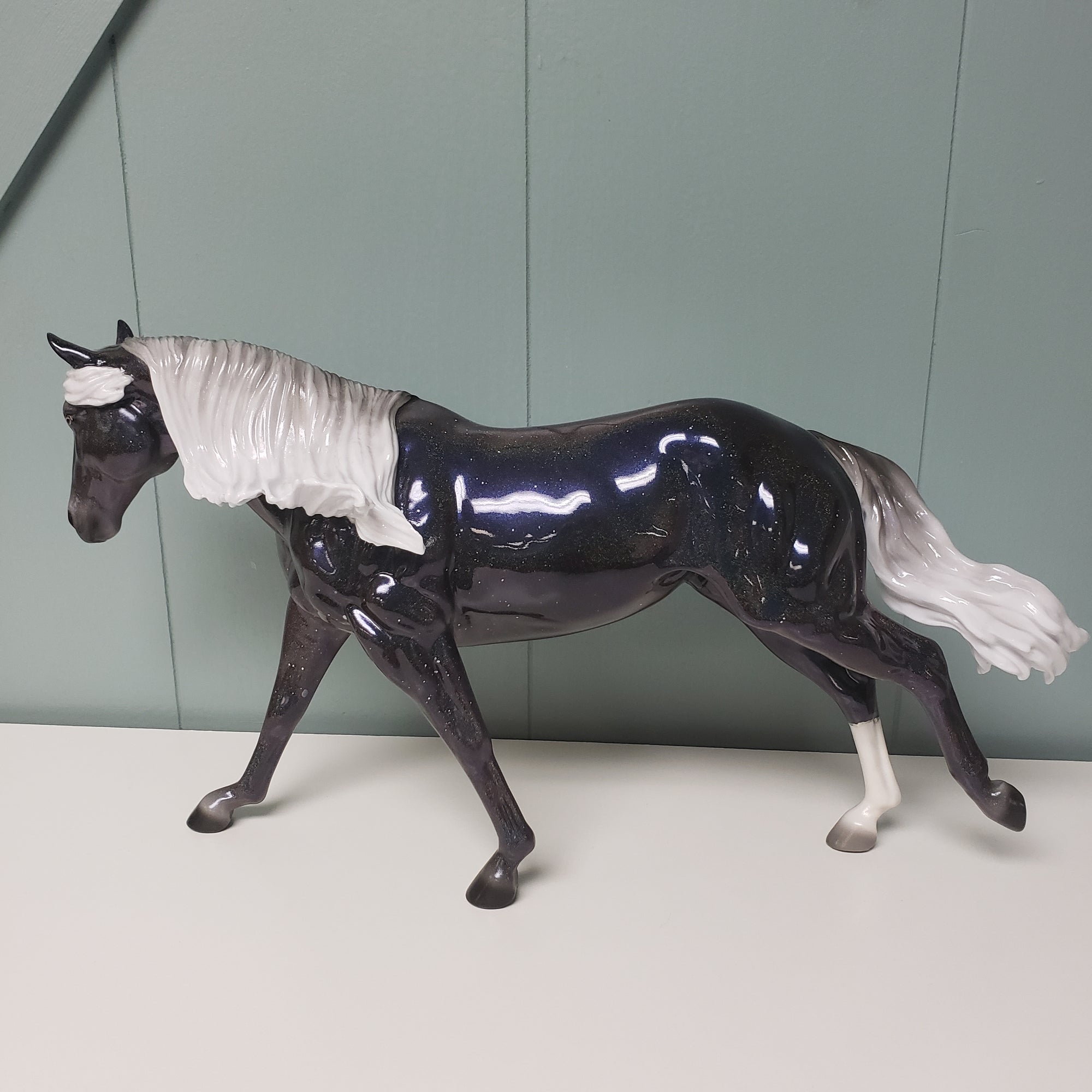 Totality OOAK Deco Holographic Night Sky and Eclipse Running Stock Horse by Ellen Robbins - Best Offers 4/9/24