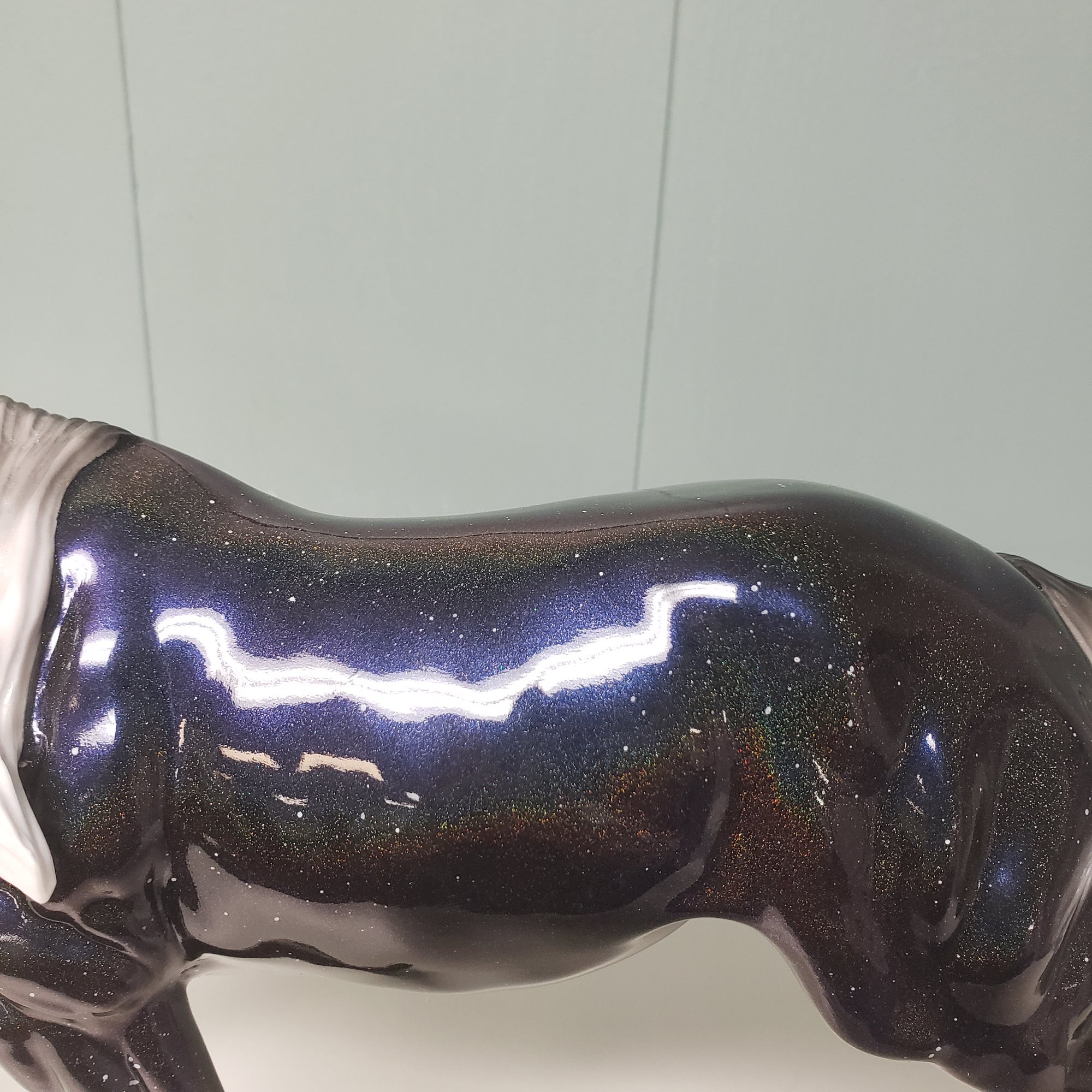 Totality OOAK Deco Holographic Night Sky and Eclipse Running Stock Horse by Ellen Robbins - Best Offers 4/9/24