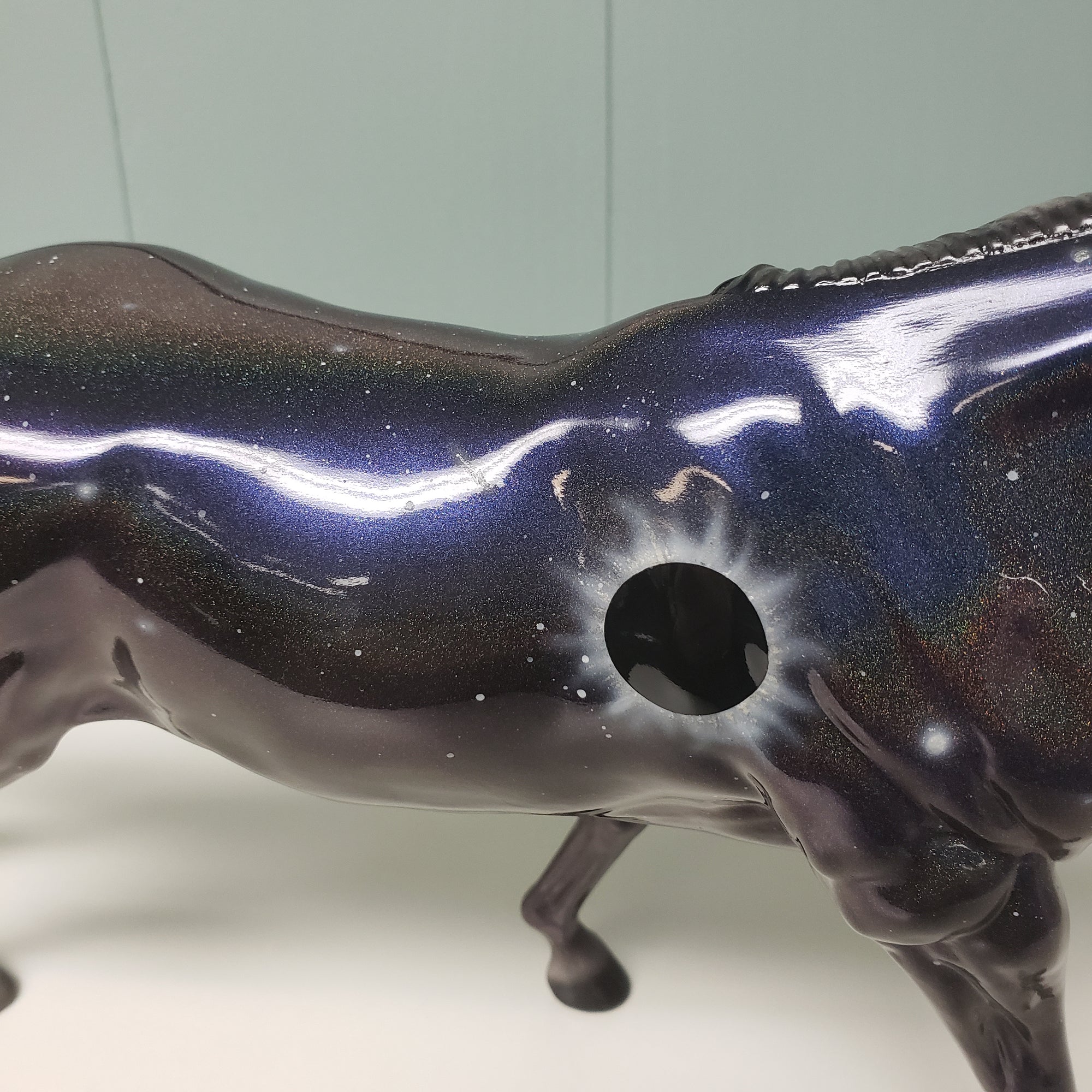 Totality OOAK Deco Holographic Night Sky and Eclipse Running Stock Horse by Ellen Robbins - Best Offers 4/9/24