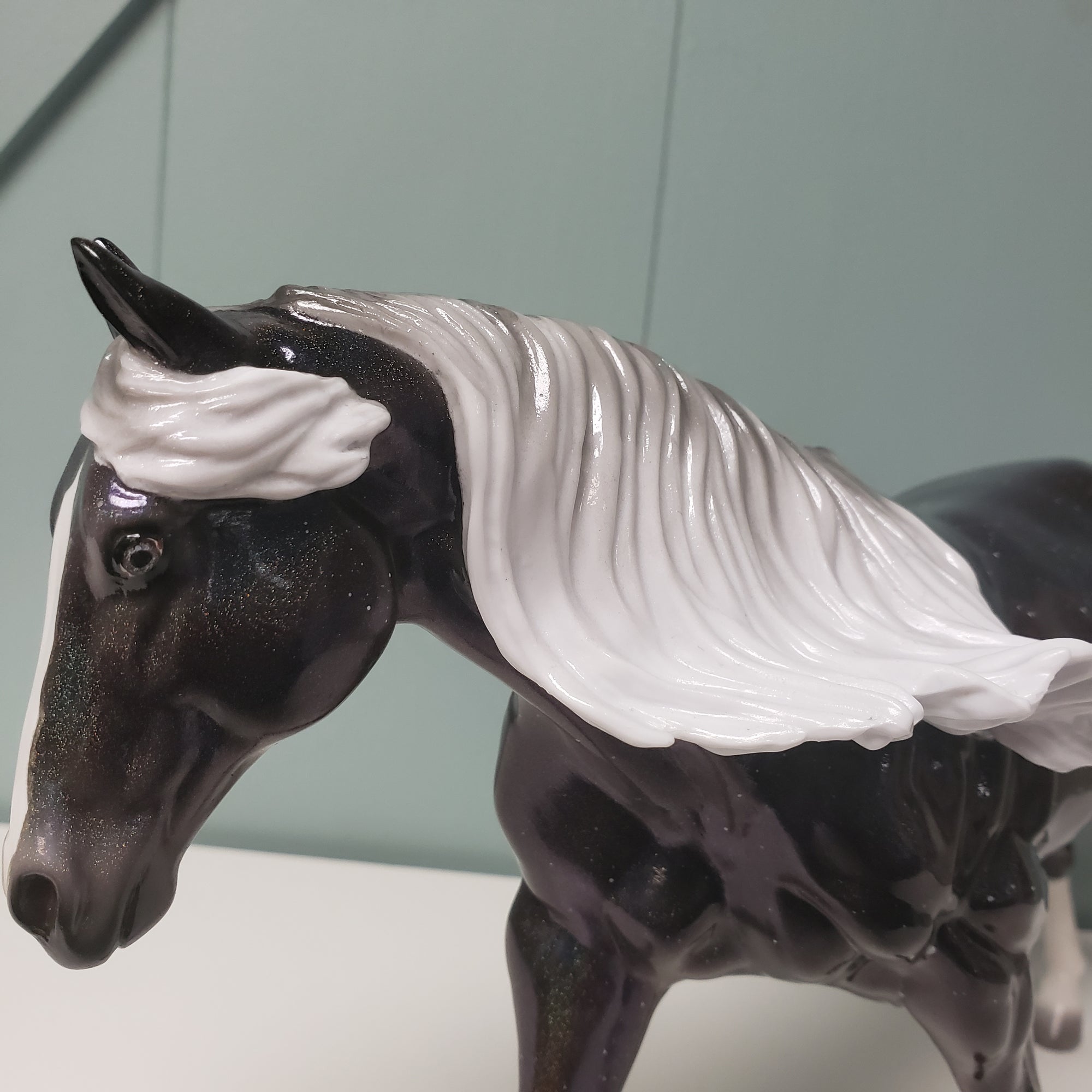 Totality OOAK Deco Holographic Night Sky and Eclipse Running Stock Horse by Ellen Robbins - Best Offers 4/9/24