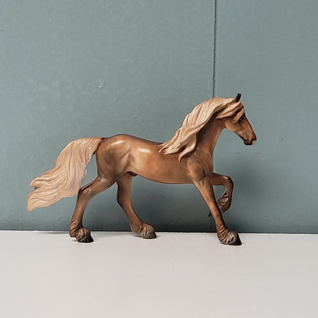 Renfe OOAK Dappled Flax Chestnut Friesian Chip  By Julie Keim- SHCF24