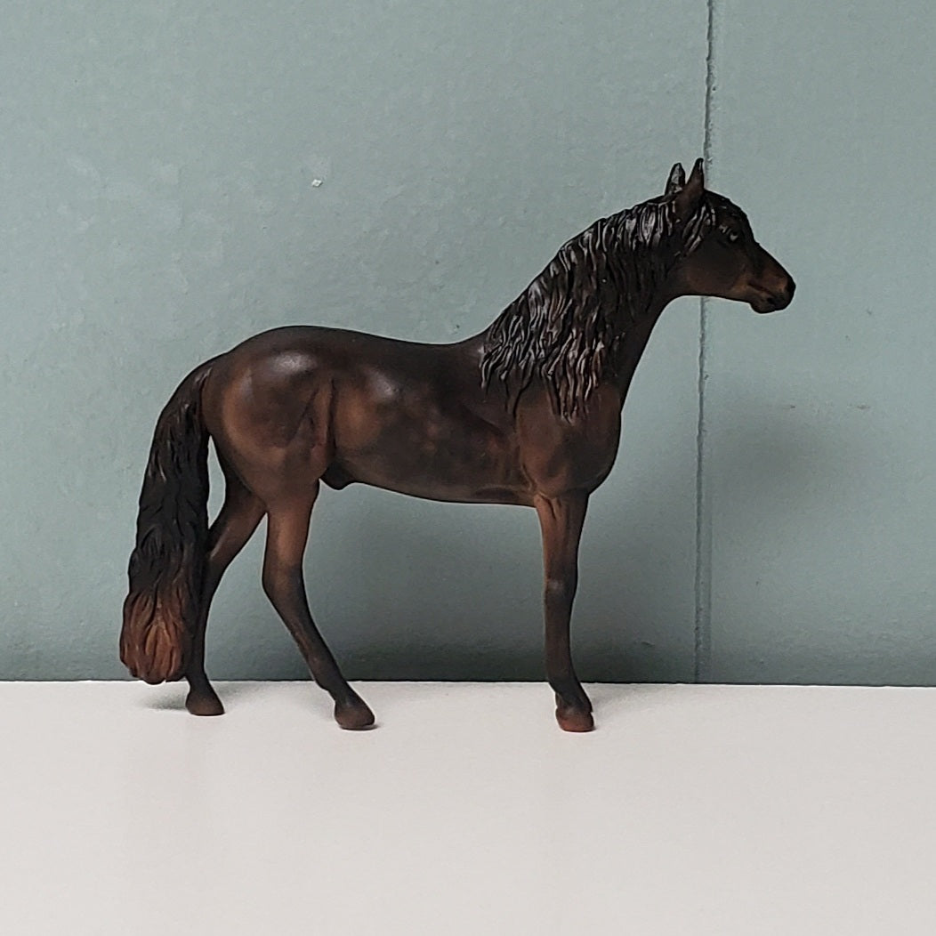 Zeus OOAK Dapples Dark Bay Andalusian Chip  By Julie Keim- SHCF24