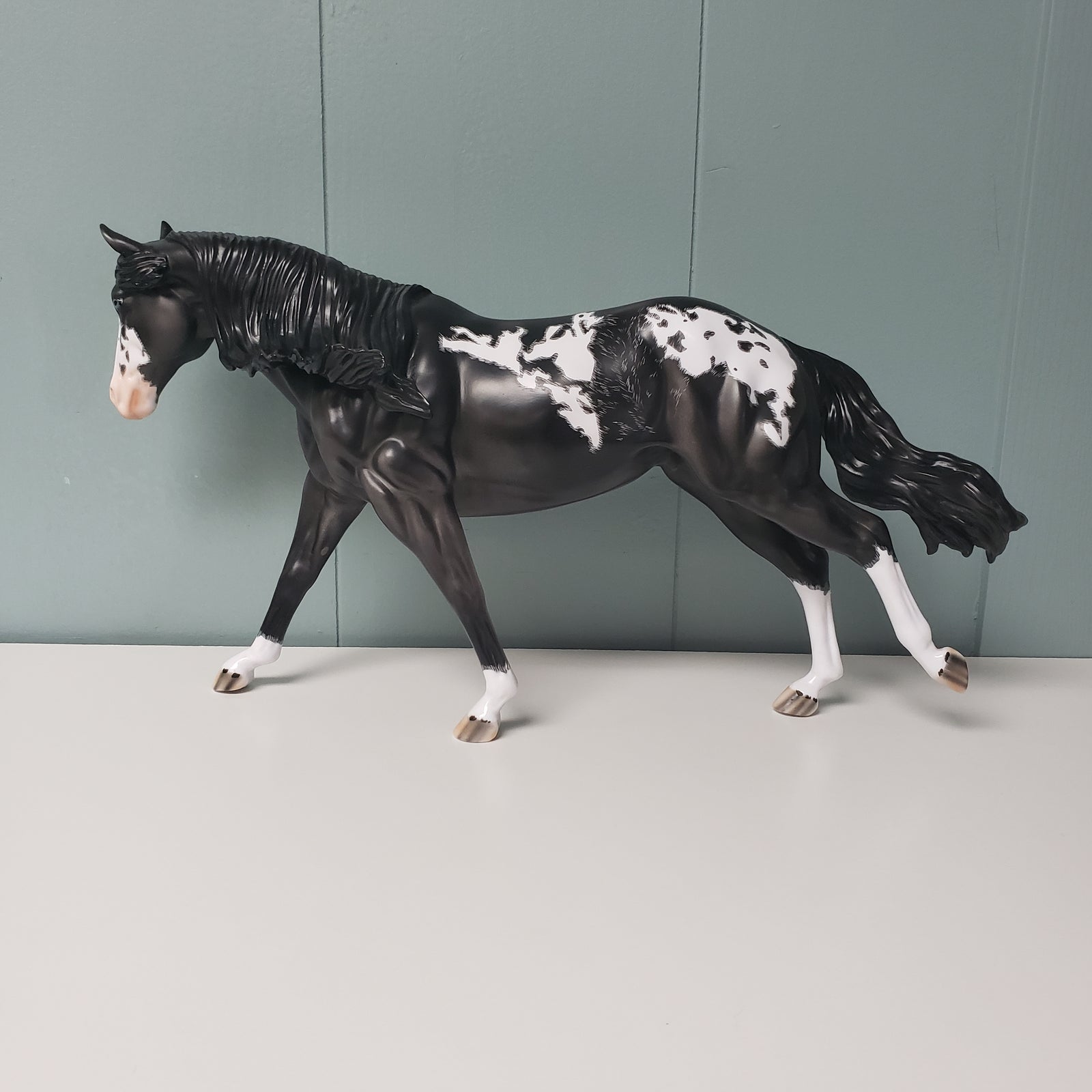 Glossy Saffron OOAK Black Overo W/ Etched Markings Remington By Dawn Quick