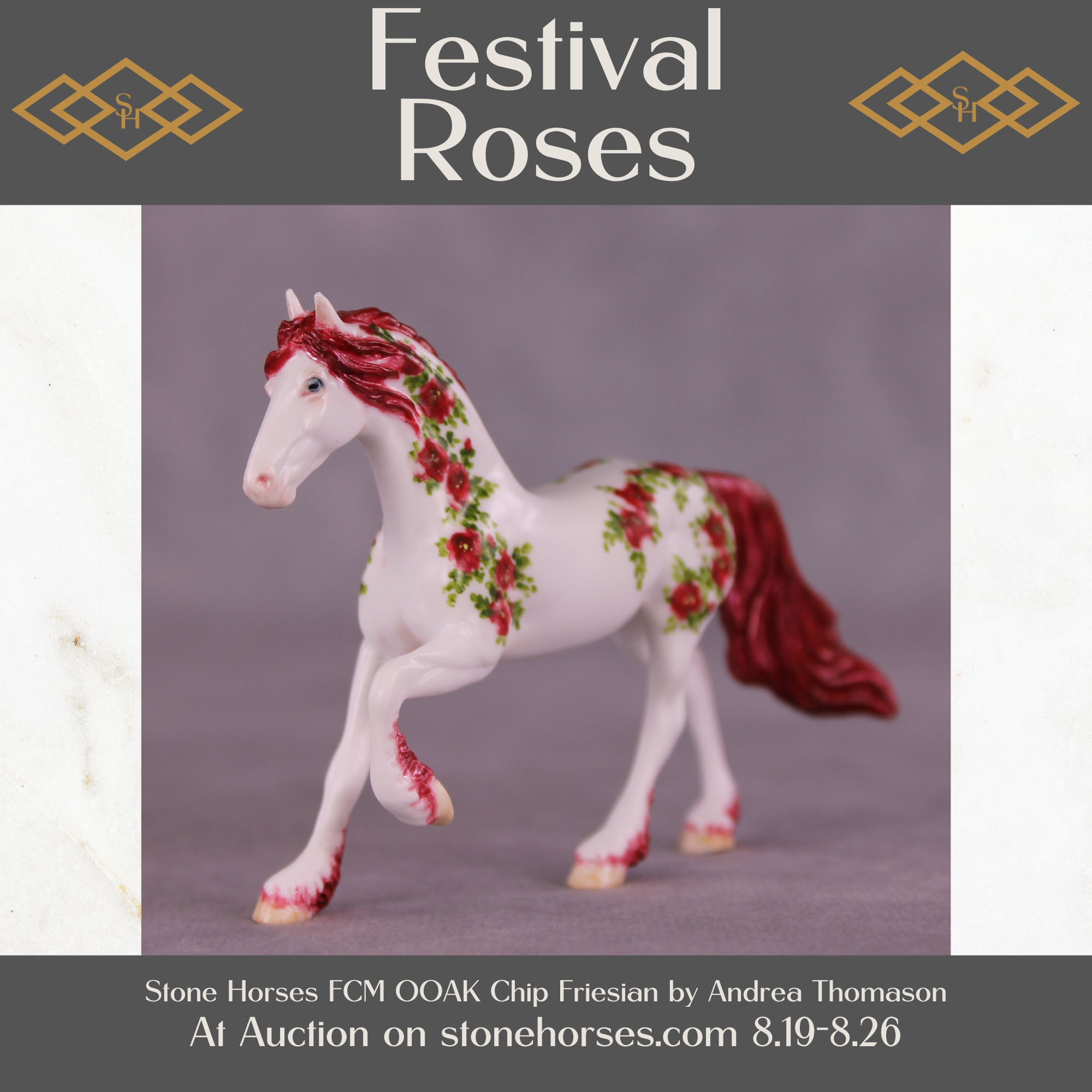 Festival Roses OOAK FCM Chip Friesian by Andrea Thomason SS825