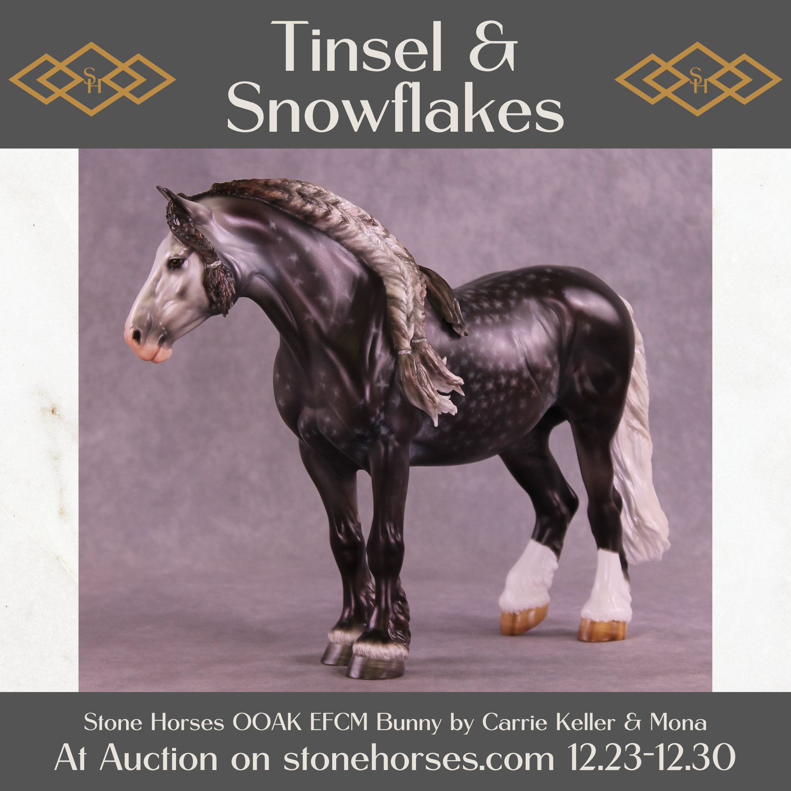 Tinsel & Snowflakes OOAK EFCM Bunny by Carrie Keller HS25