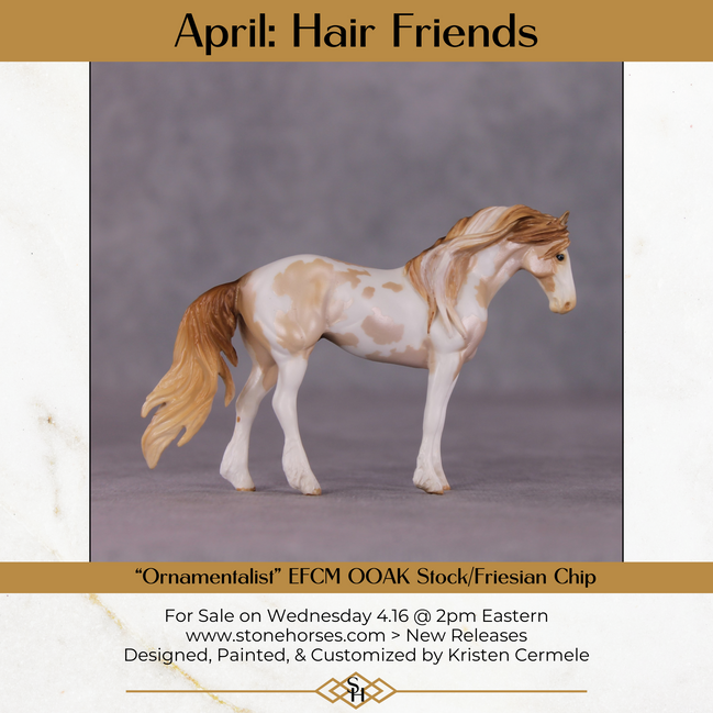 "Ornamentalist" OOAK EFCM Friesian Chip By Kristen Cermele - April GemStones Series