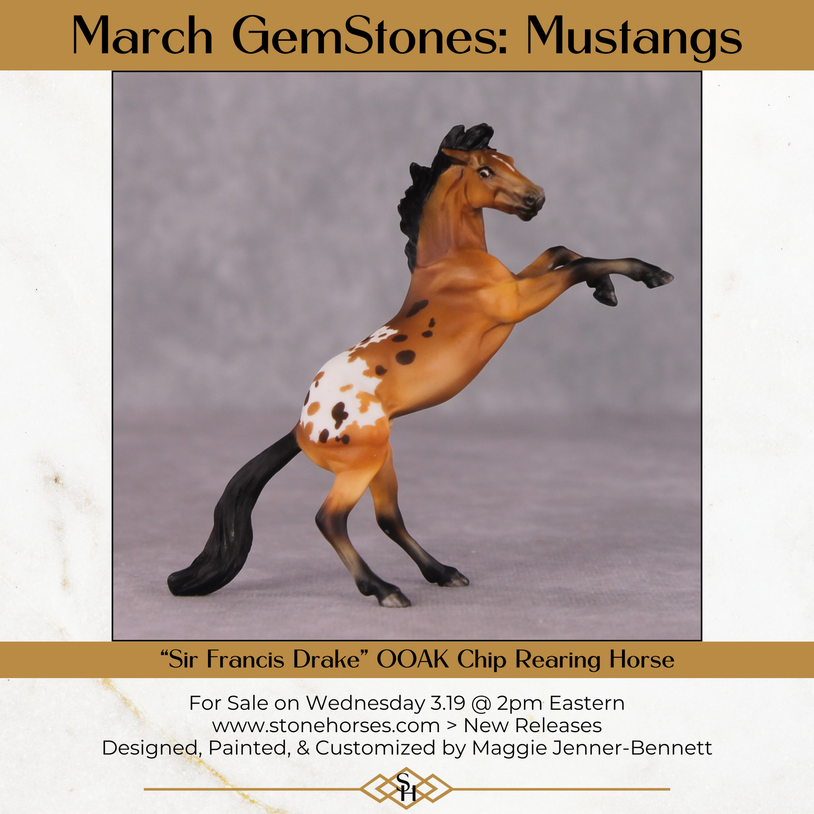 "Sir Francis Drake" OOAK Rearing Chip By Maggie Jenner-Bennett