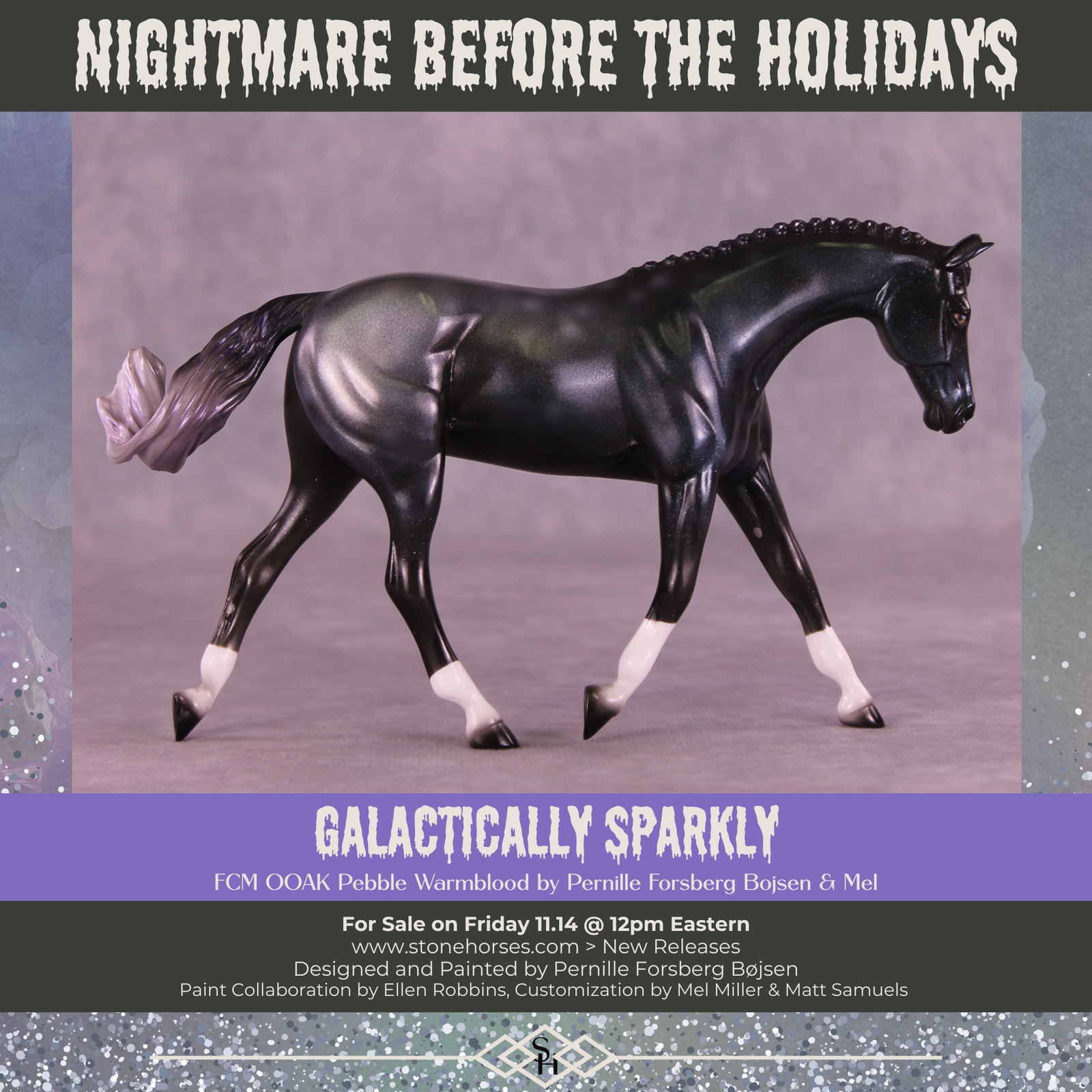 Galactically Sparkly OOAK FCM Pebble Warmblood by Pernille Forsberg Bøjsen GS1125