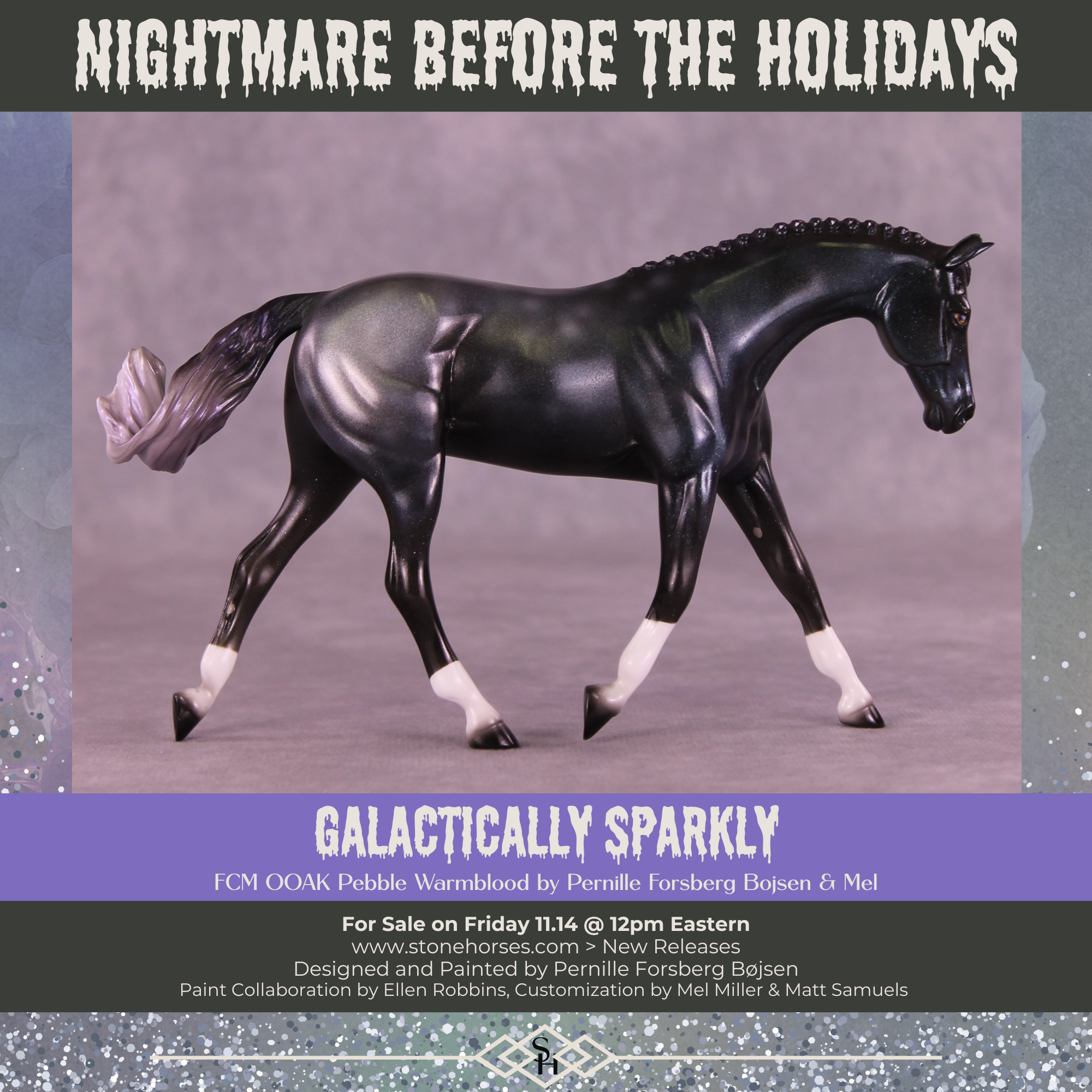 Galactically Sparkly OOAK FCM Pebble Warmblood by Pernille Forsberg Bøjsen GS1125